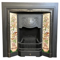 19th Century Cast Iron Tiled Fireplace Insert