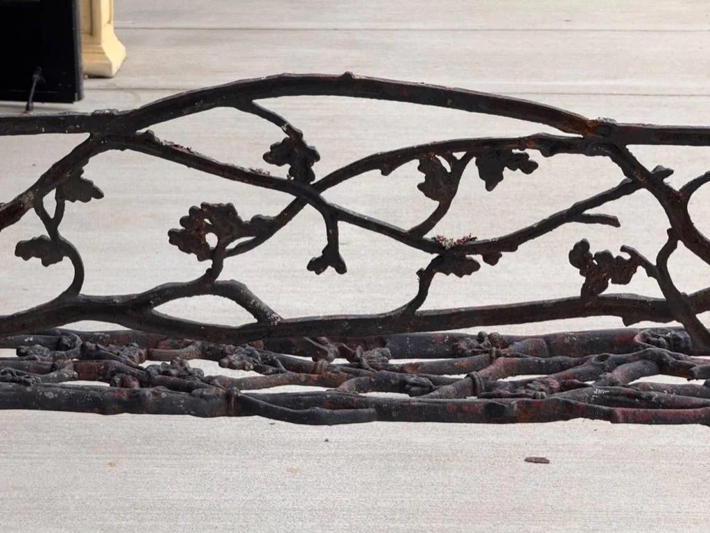 Wrought Iron 19th Century Cast iron Twig Garden Bench For Sale