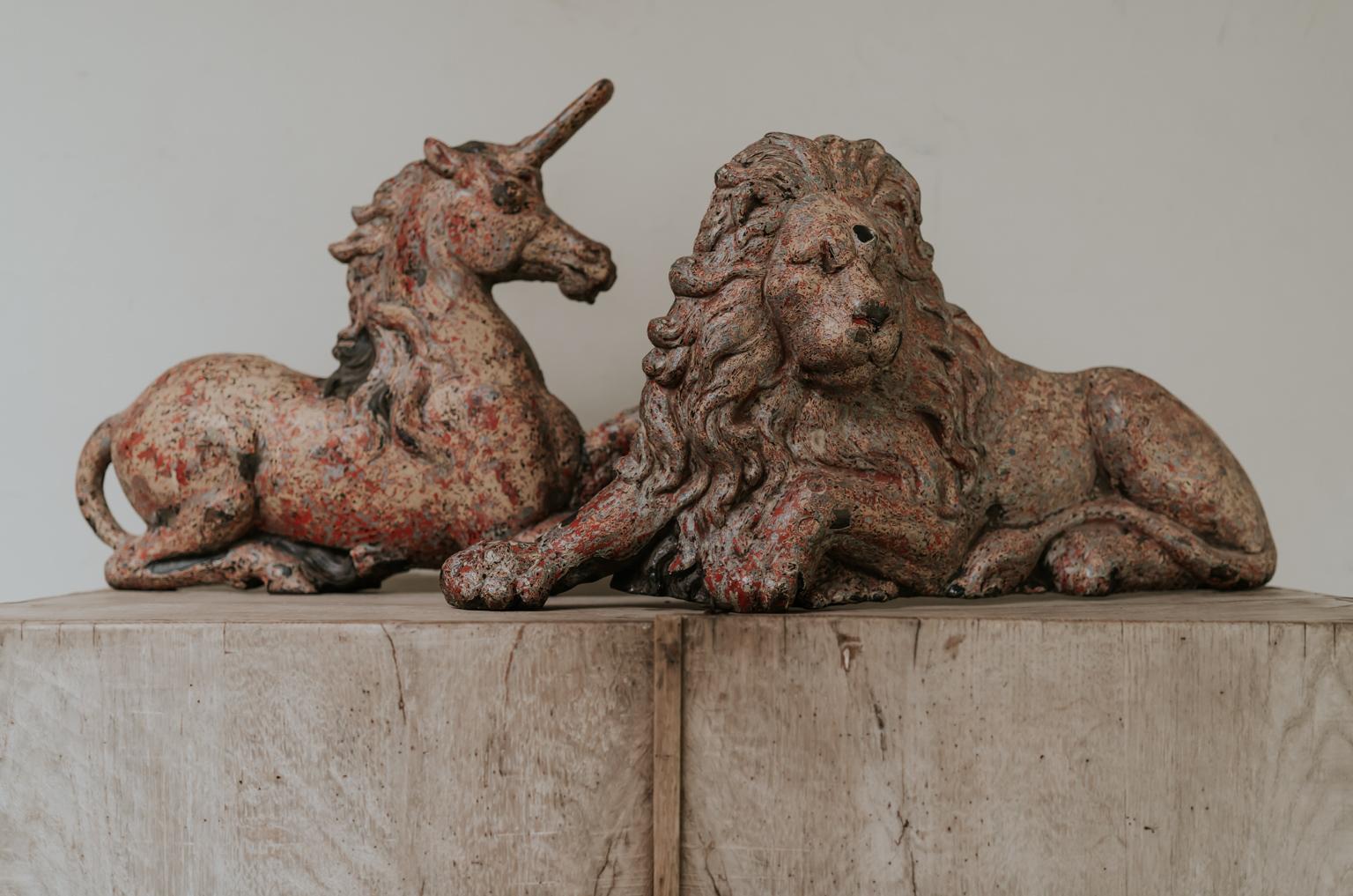 19th Century Cast Iron Unicorn and Lion 6