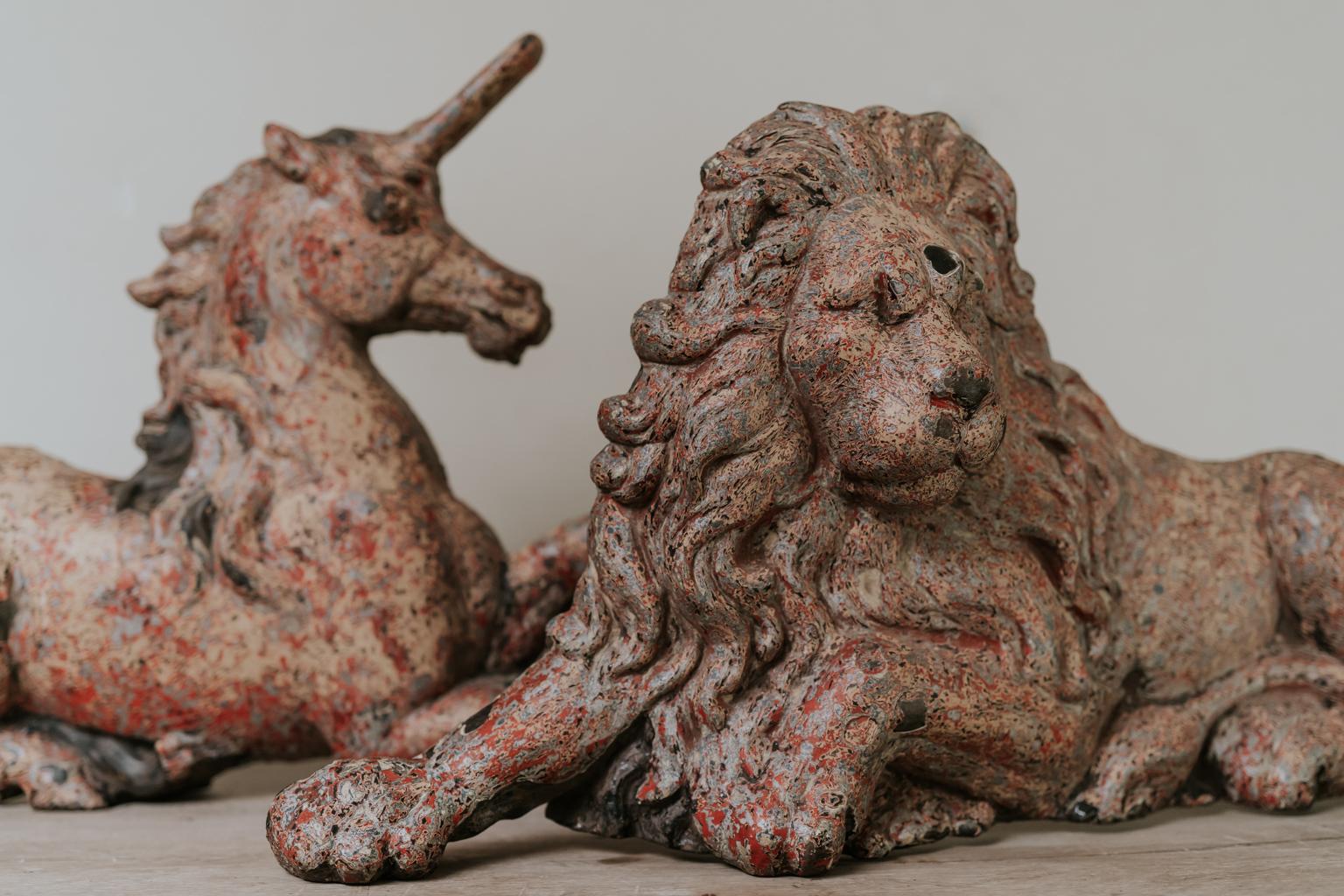 19th Century Cast Iron Unicorn and Lion 7