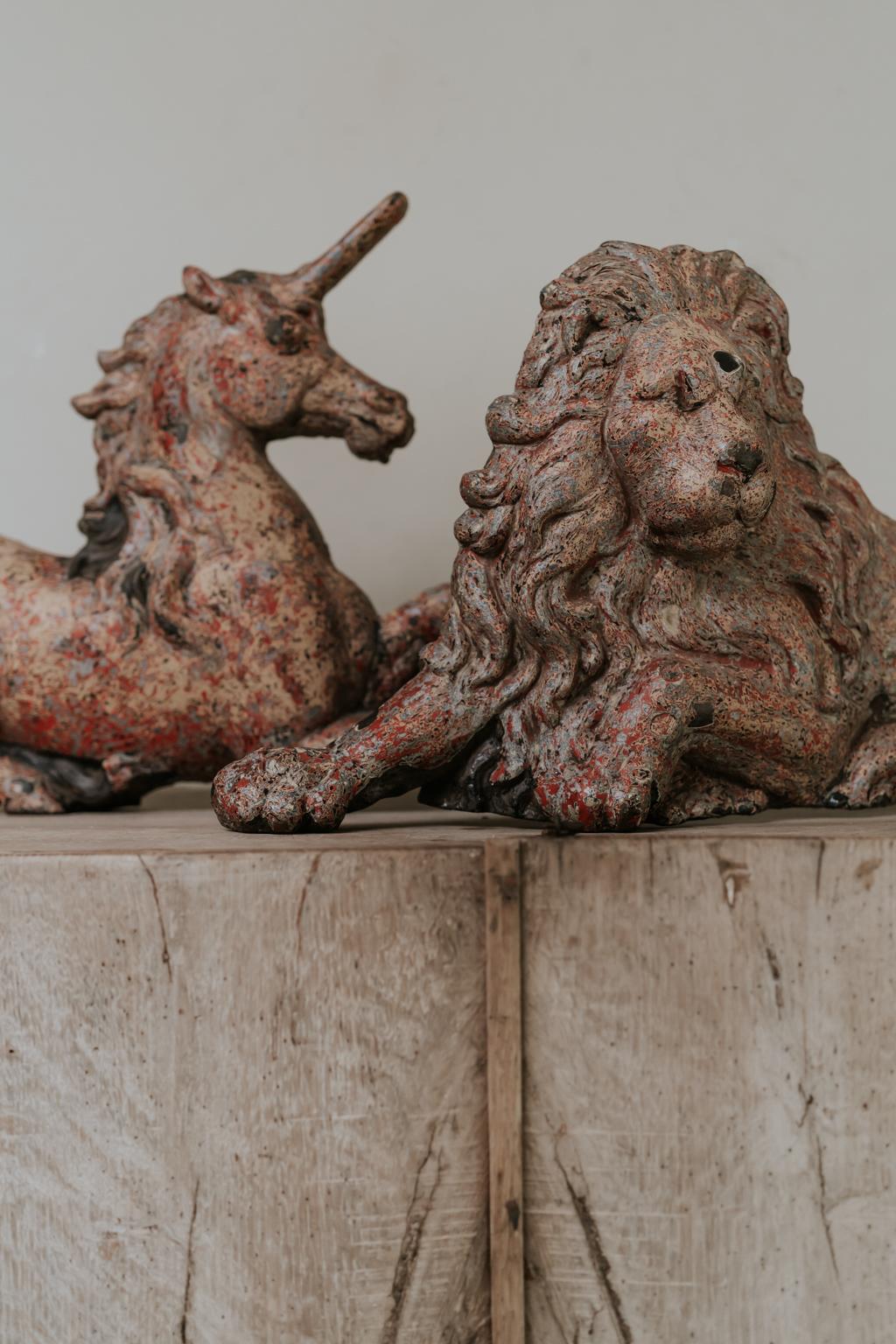 19th Century Cast Iron Unicorn and Lion 8