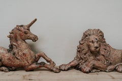19th Century Cast Iron Unicorn and Lion