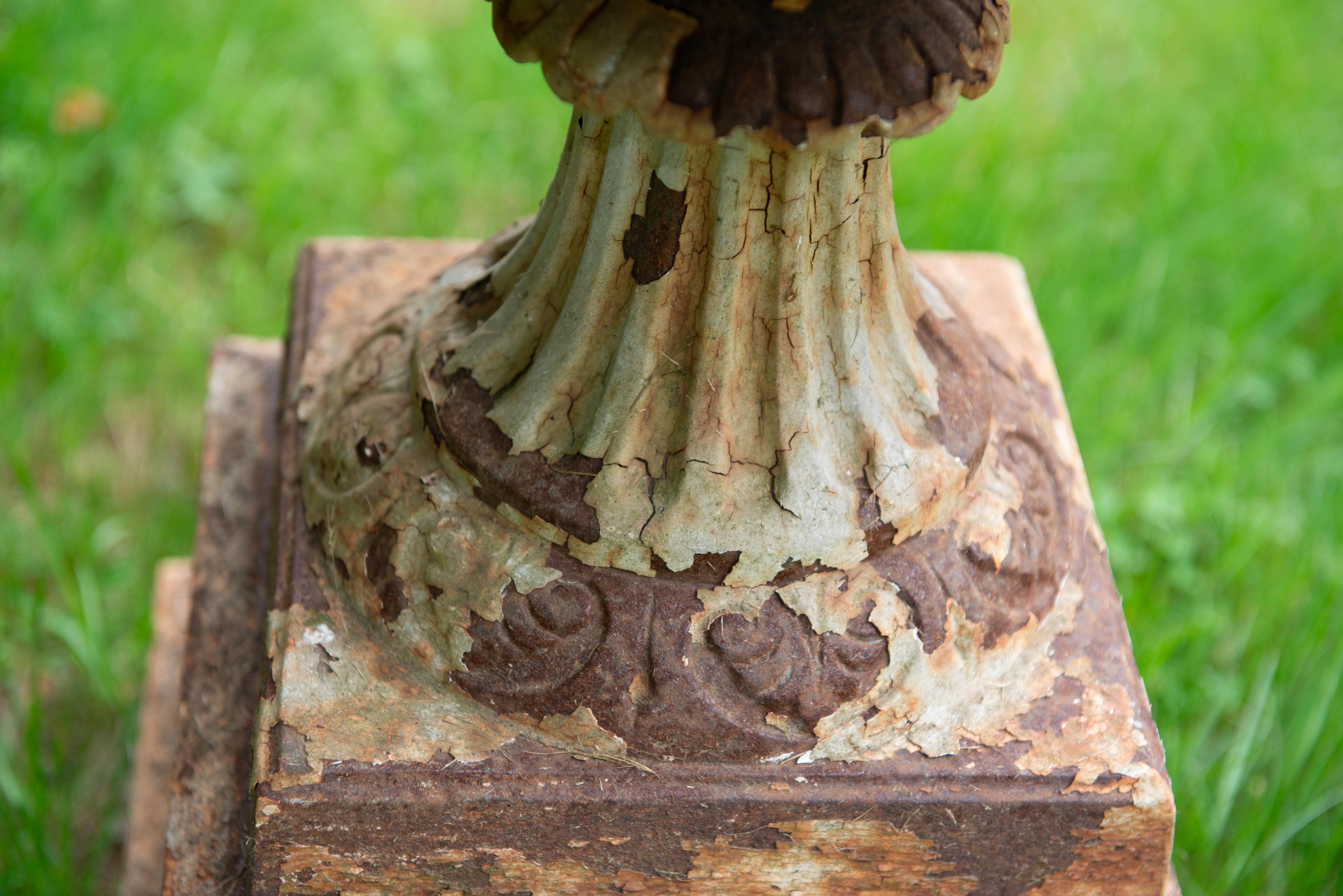 19th Century Cast Iron Urn on Plinth For Sale 6