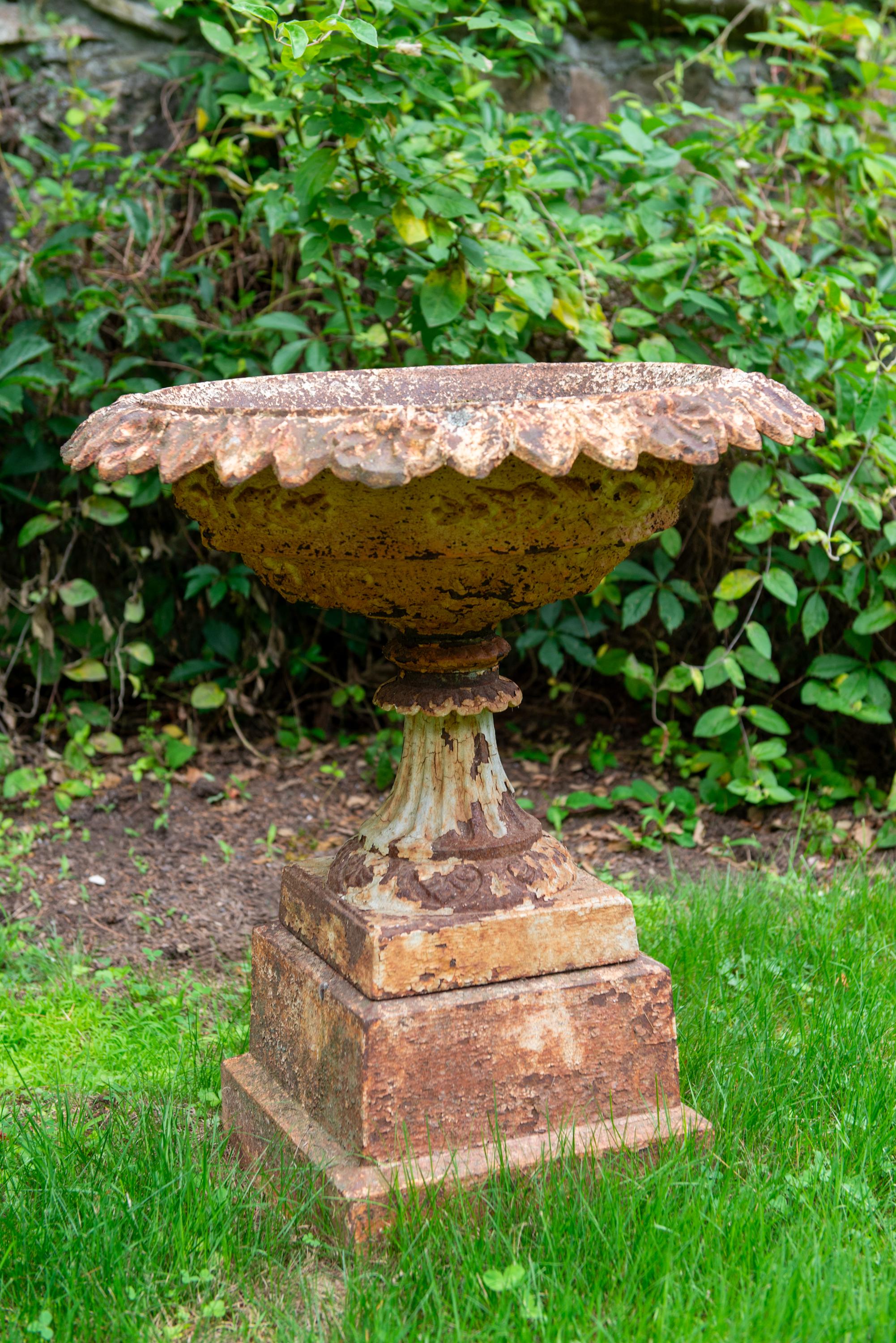 Late Victorian 19th Century Cast Iron Urn on Plinth For Sale