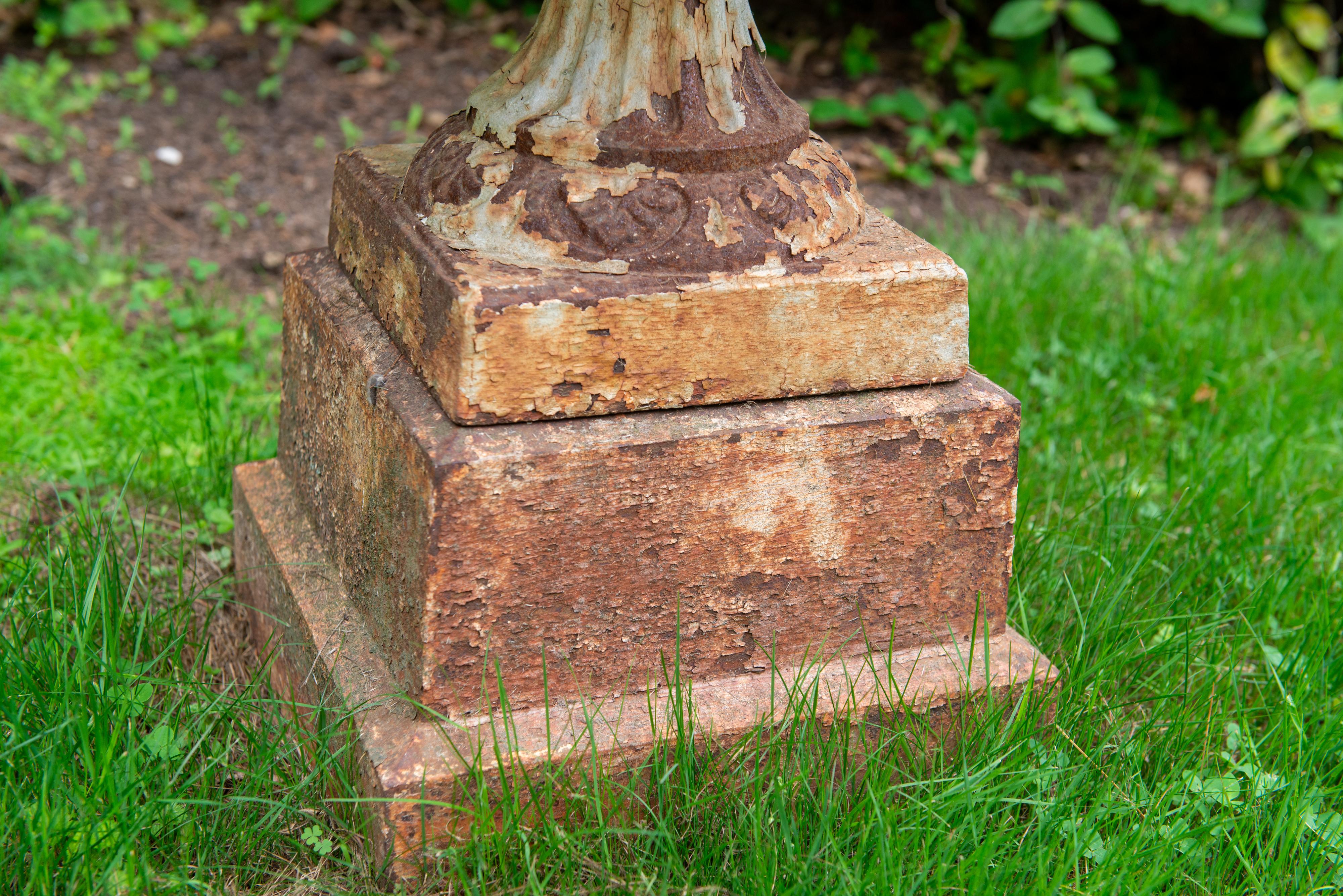 19th Century Cast Iron Urn on Plinth For Sale 1