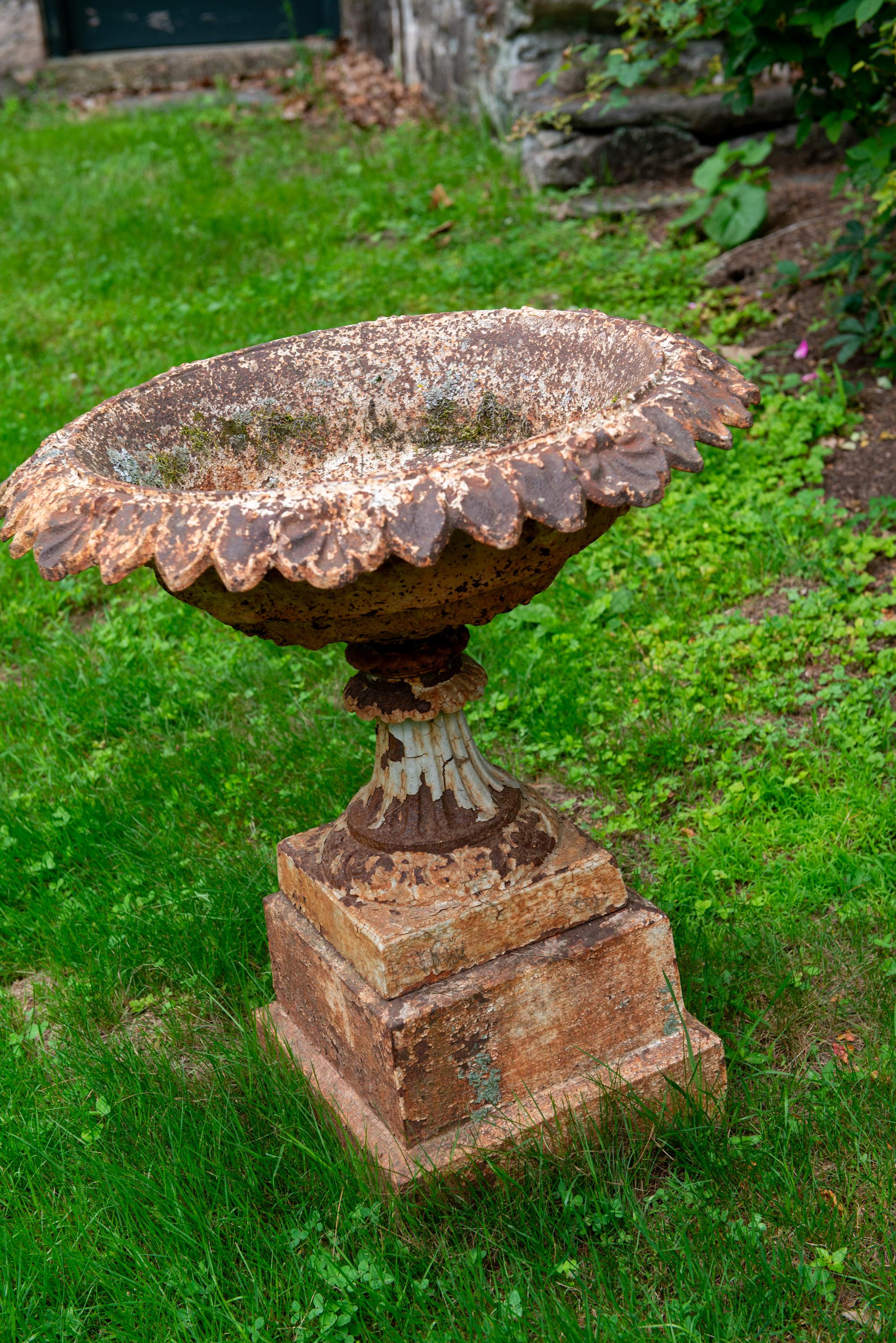 19th Century Cast Iron Urn on Plinth For Sale 2