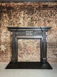 19th Century Cast Iron Victorian Burnished Fireplace Surround
