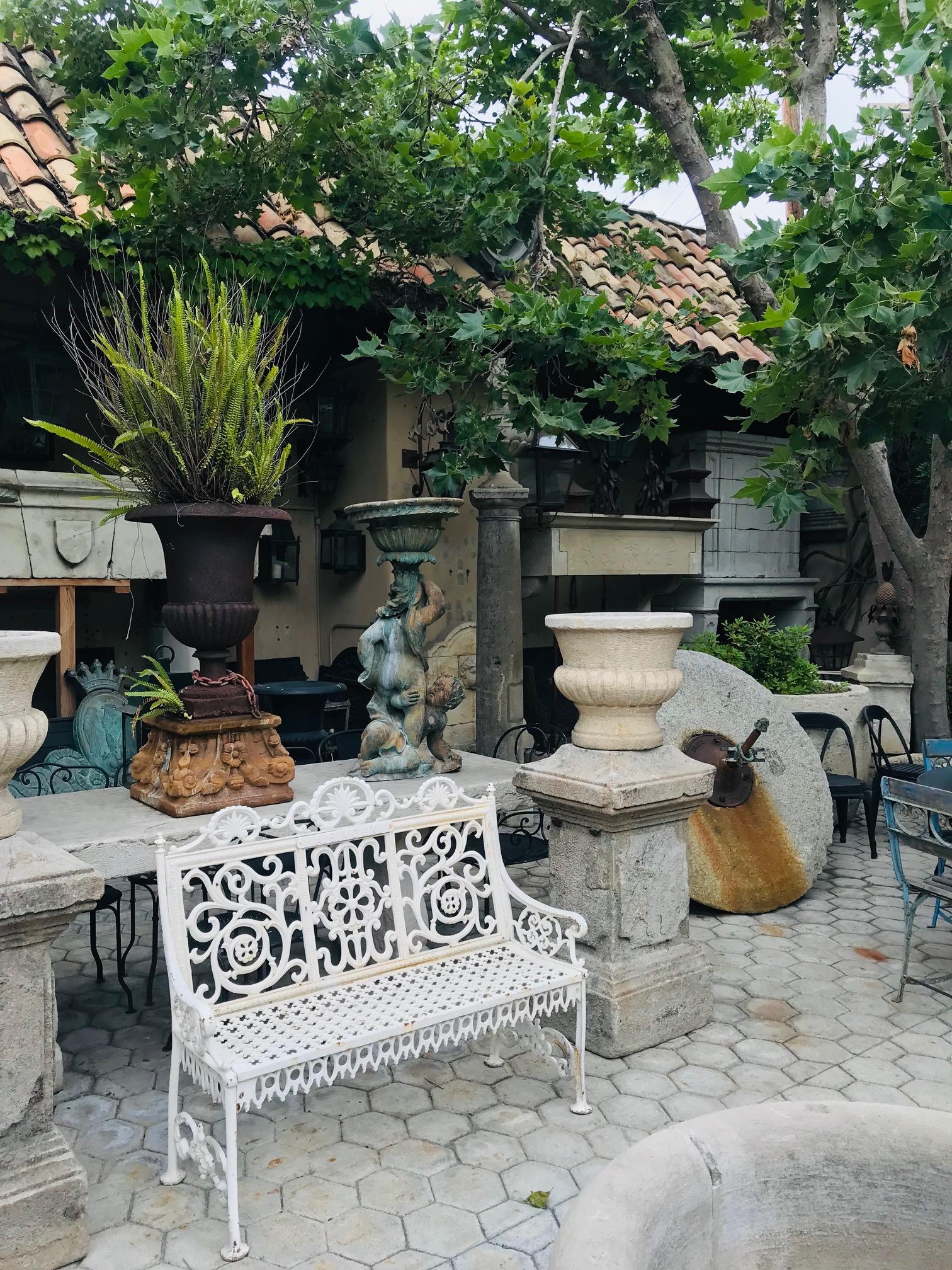 European 19th Century Cast Iron Victorian Style Garden Bench Antique Outdoor Seating LA
