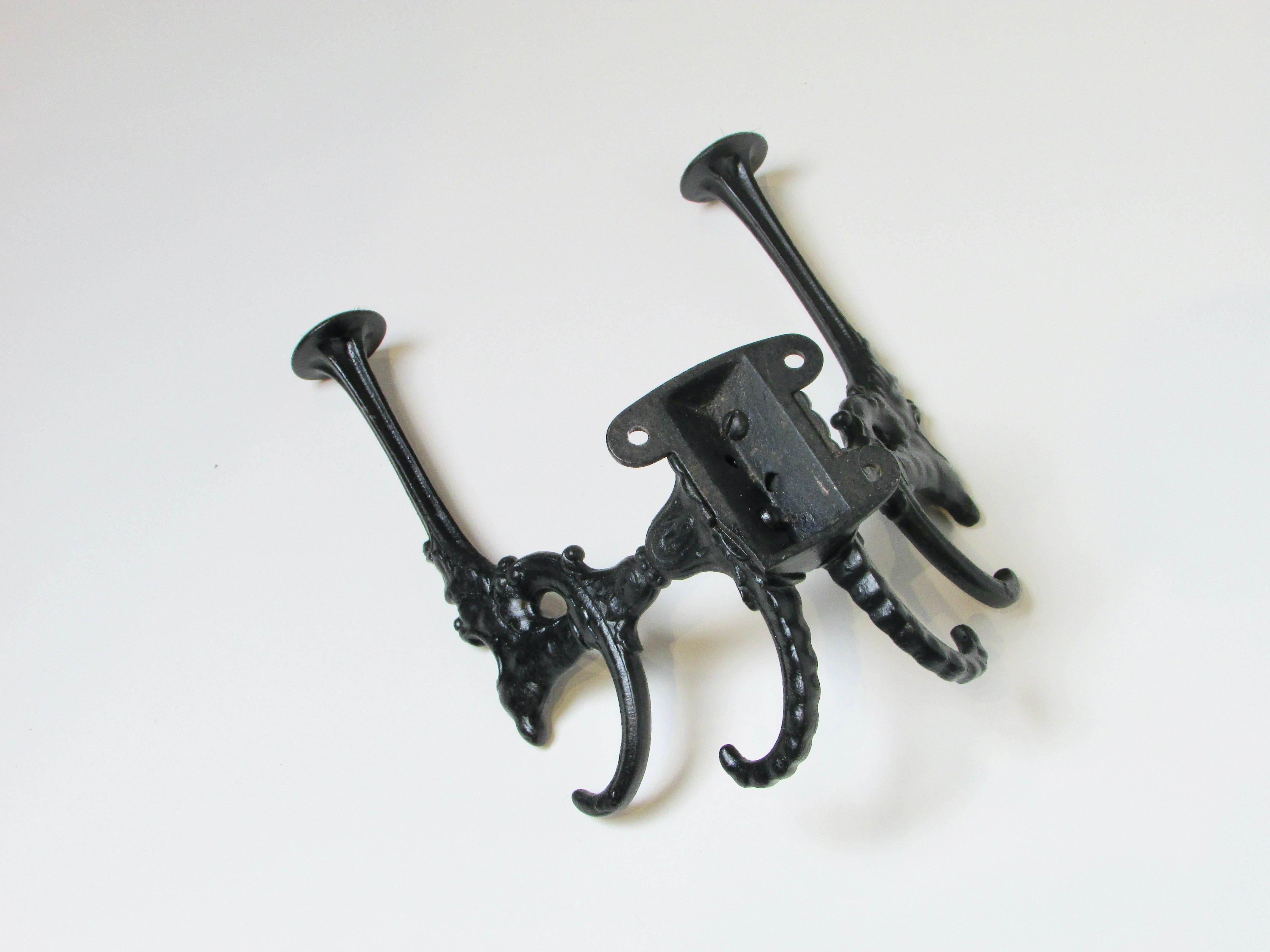 19th Century Cast Iron Wall Mounted Hat Rack With Gargoyles For Sale 7