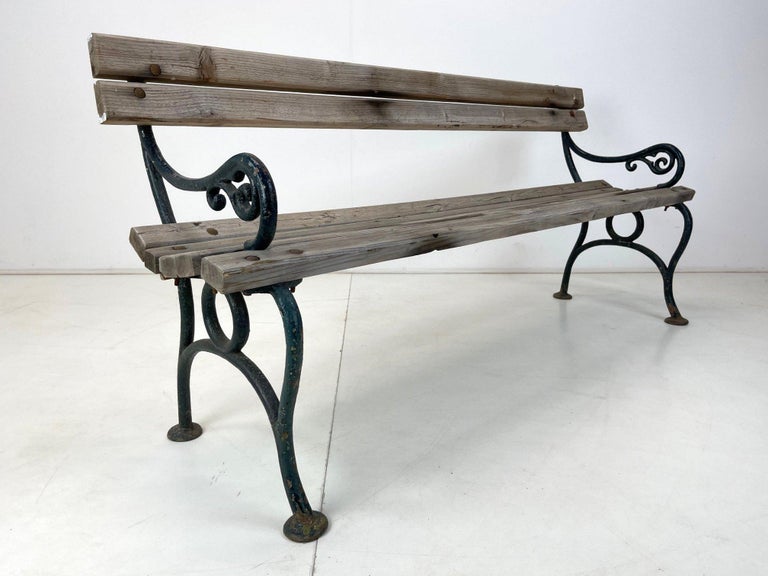19th Century Cast Iron and Wood Bench For Sale at 1stDibs