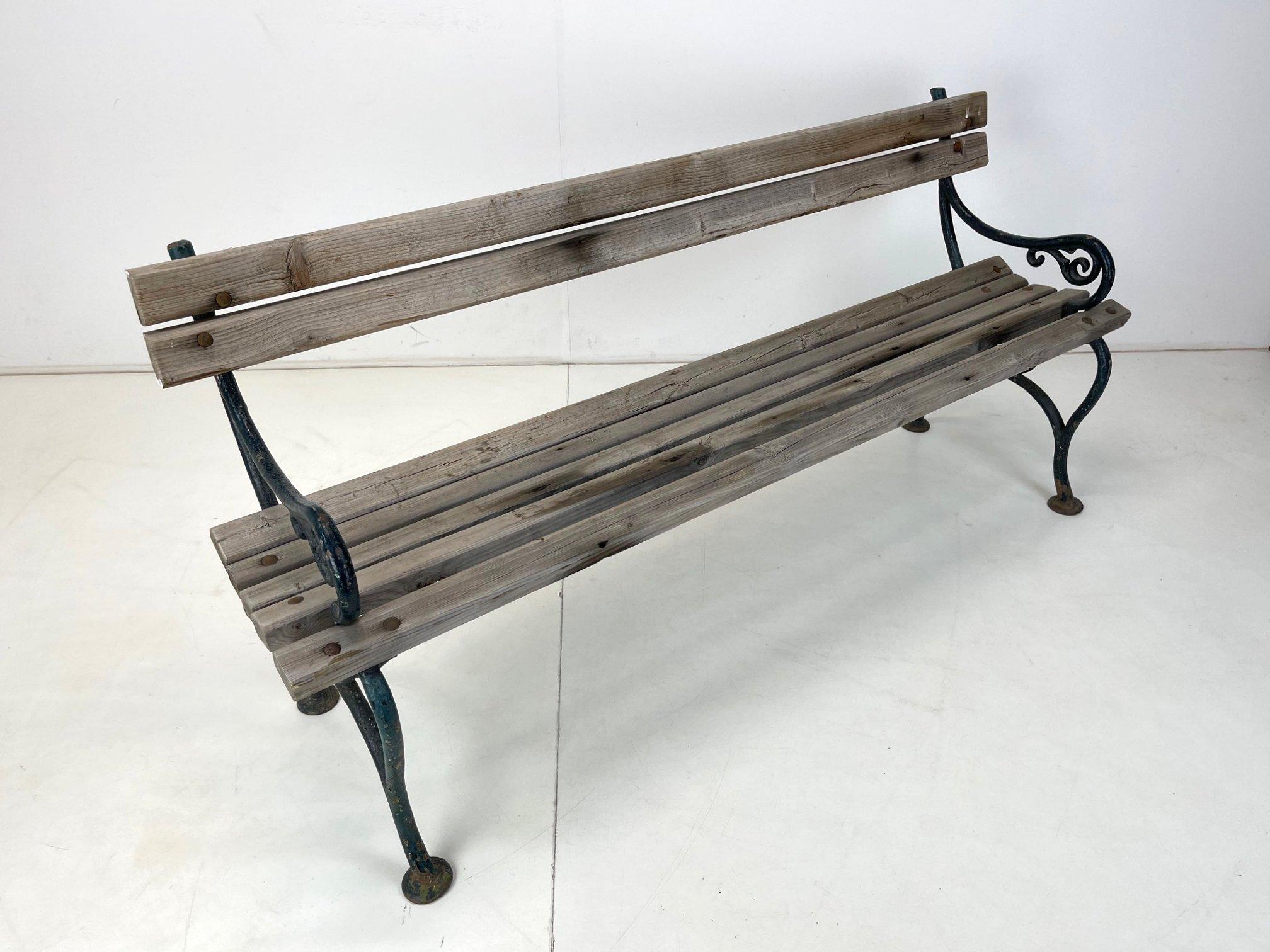 Czech 19th Century Cast Iron & Wood Bench For Sale
