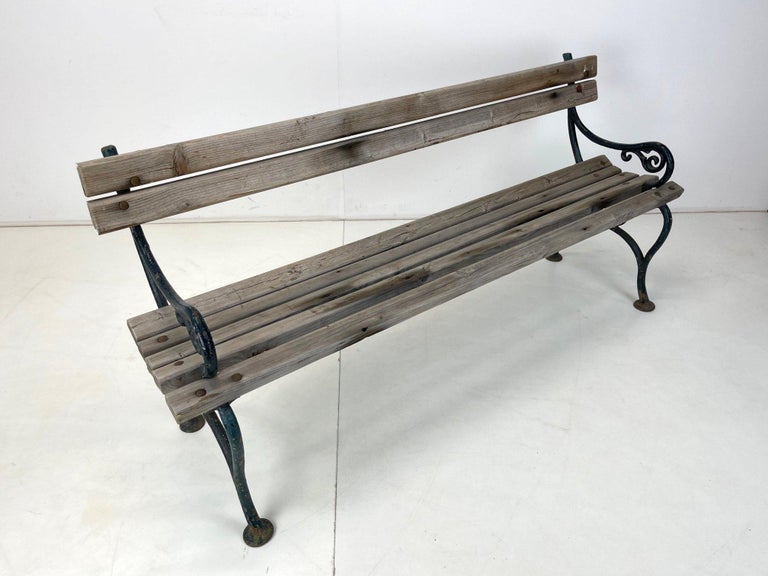 19th Century Cast Iron and Wood Bench For Sale at 1stDibs
