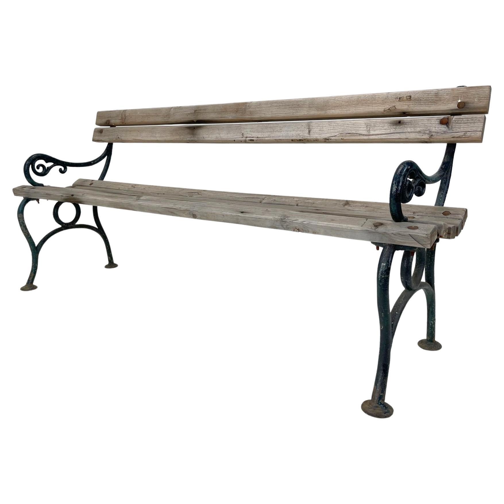 19th Century Cast Iron & Wood Bench For Sale