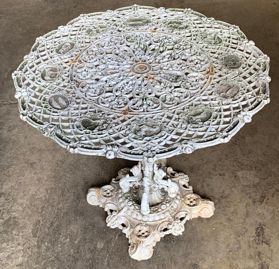 Hand-Crafted 19th Century Cast Iron Zodiac Table By Falkirk Iron Works For Sale