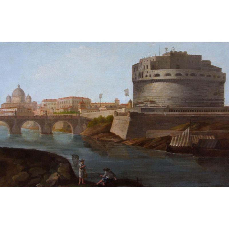 Castel Sant' Angelo, Gemälde Öl auf Leinwand, 19. Jahrhundert (Italienisch) im Angebot