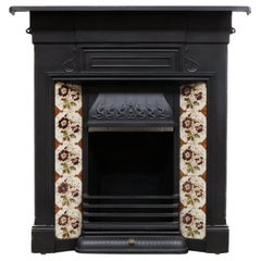 19th Century Cast-Iron Tiled Fireplace