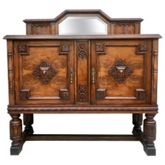 19th Century Catalan Spanish Buffet with Two Doors and Mirror Crest