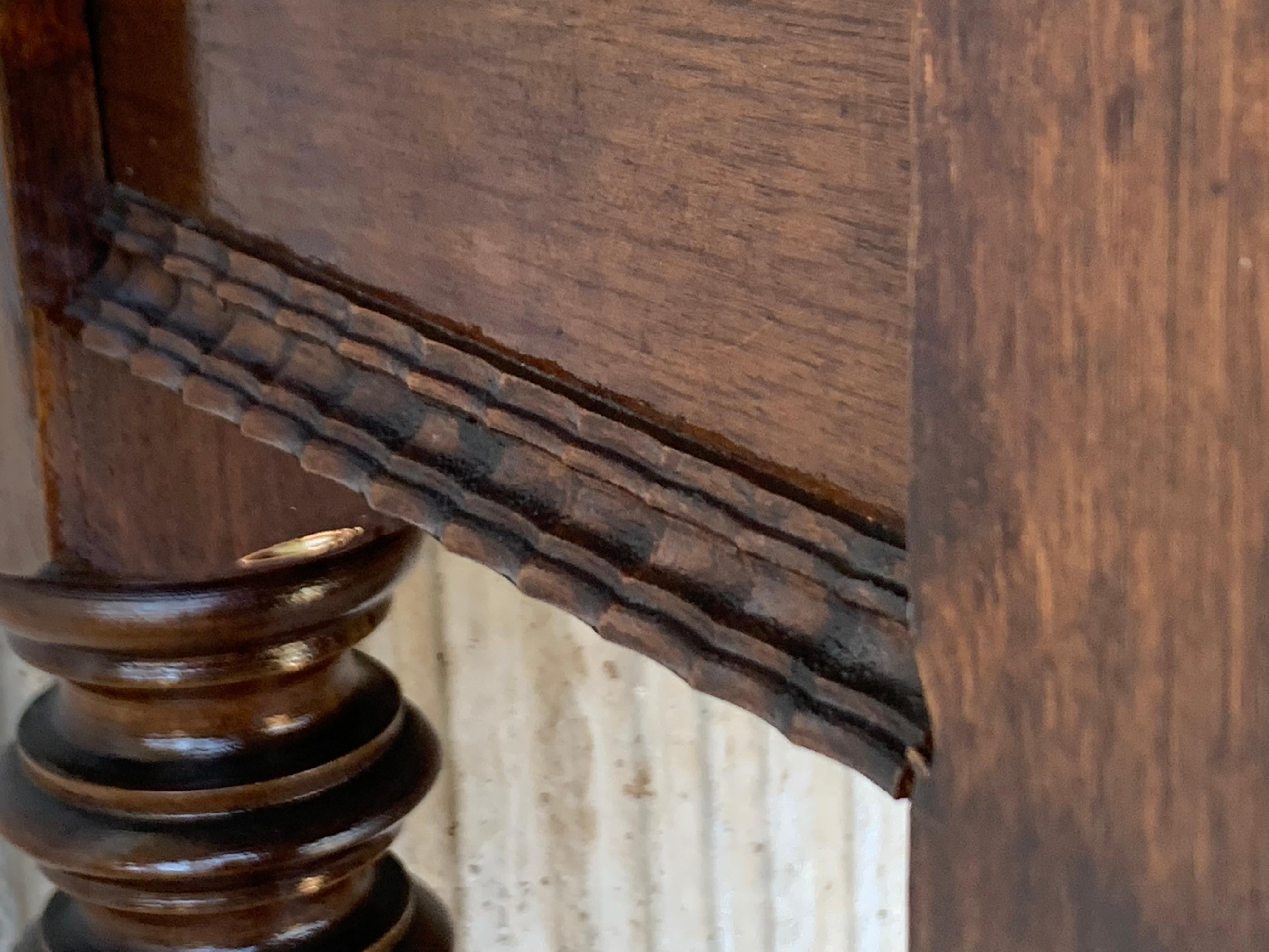 19th Century Catalan Spanish Carved Walnut Console Sofa Table, Four Drawers 1