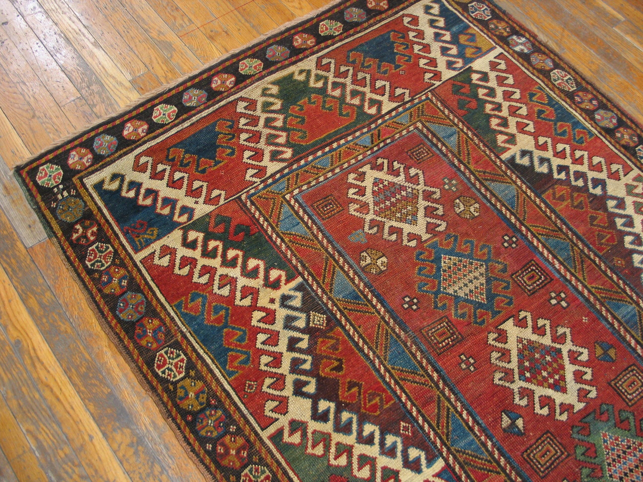 19th Century Caucasian Bordjalou Kazak Carpet ( 4'3