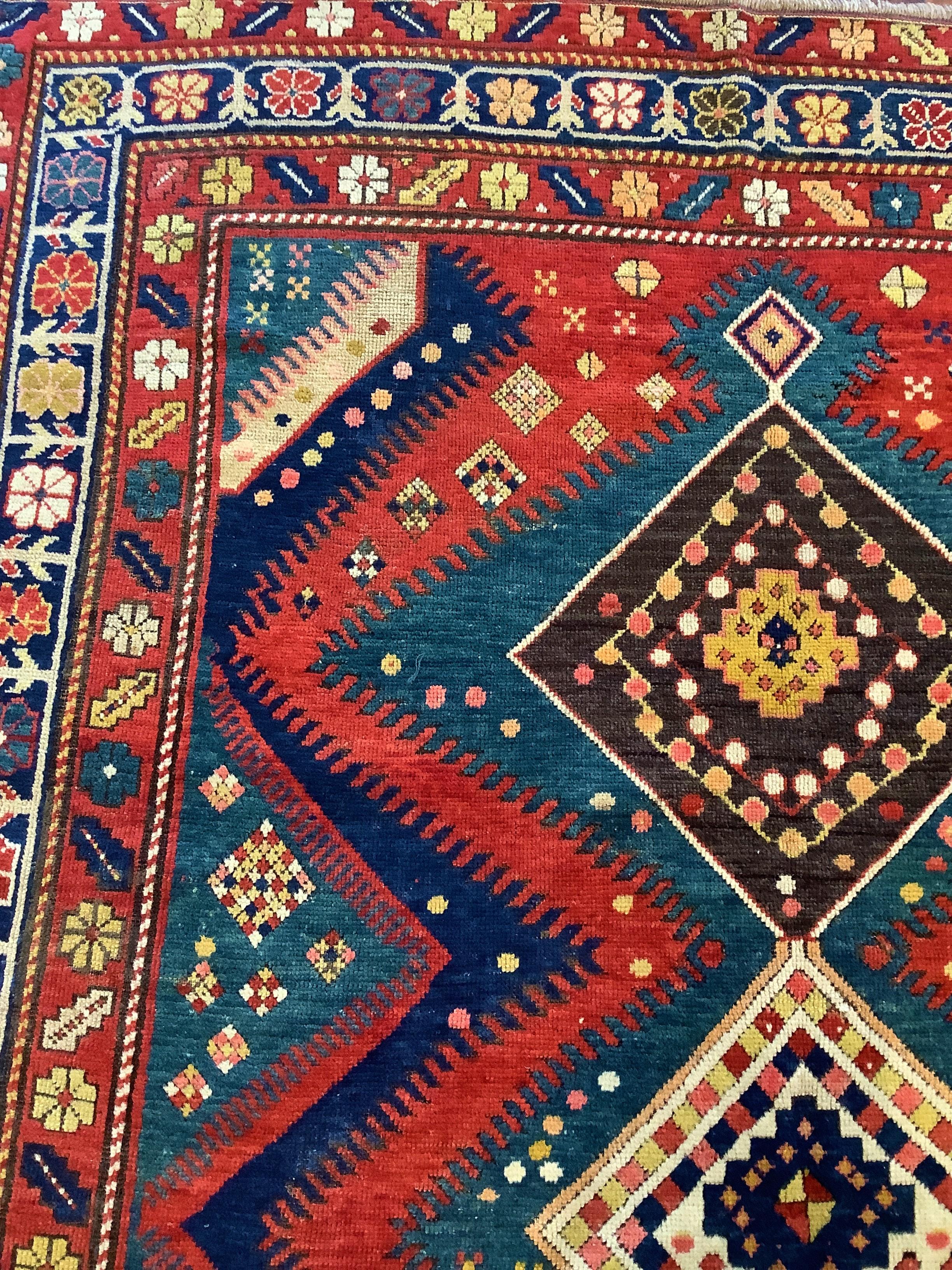 Vegetable Dyed 19th Century Caucasian Bordjalou Kazak Rug For Sale
