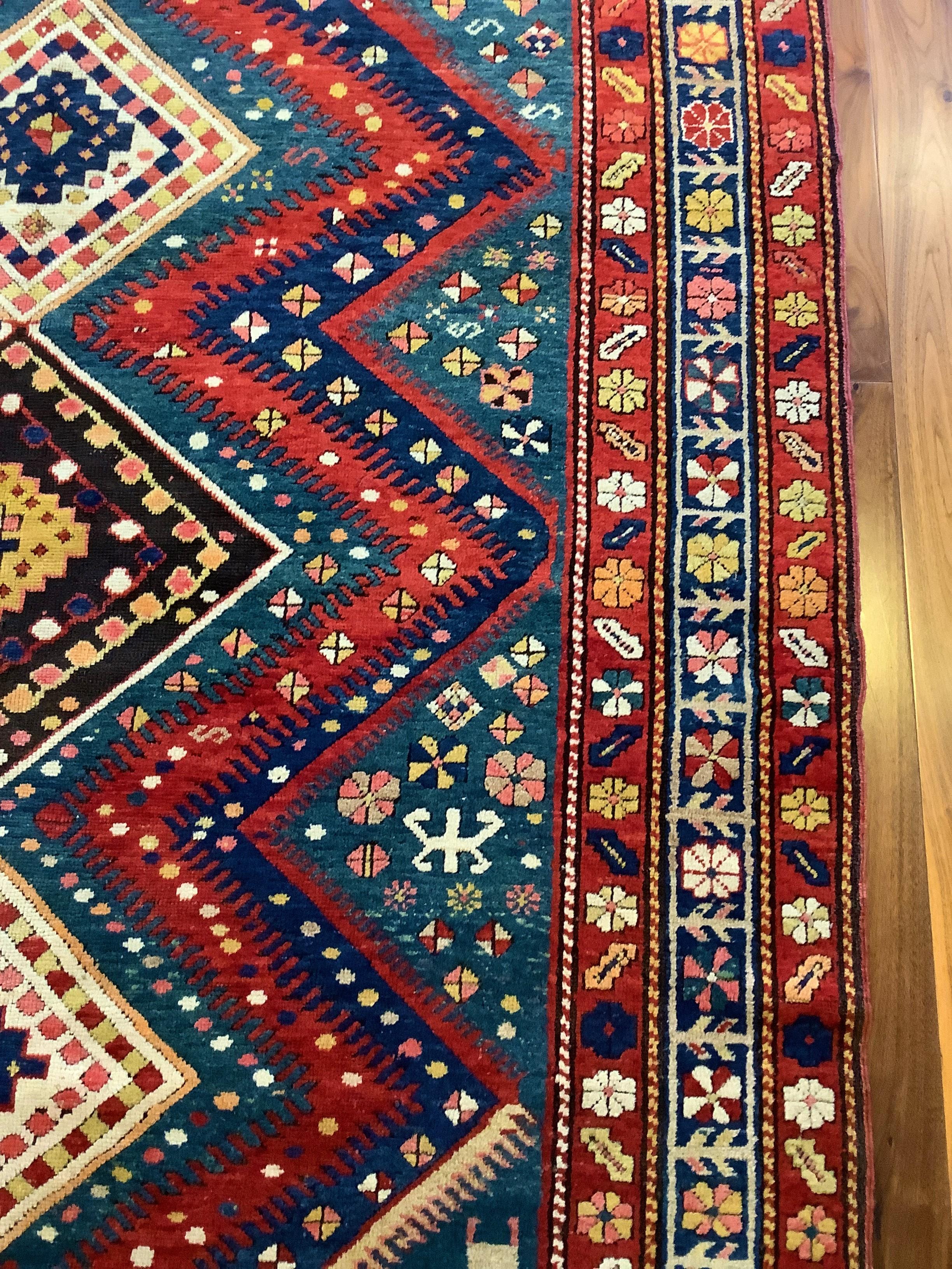 Wool 19th Century Caucasian Bordjalou Kazak Rug For Sale
