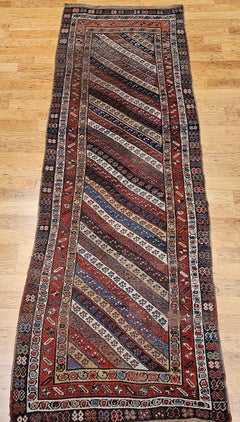 Antique Gendje Kazak Runner, Handwoven Wool, 19th Century Caucasus, 4' x 11'