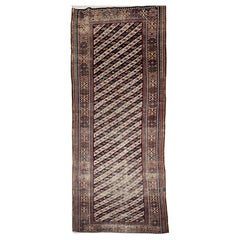 Antique Gendje Kazak Runner, Wool Pile, Caucasus, 1800s