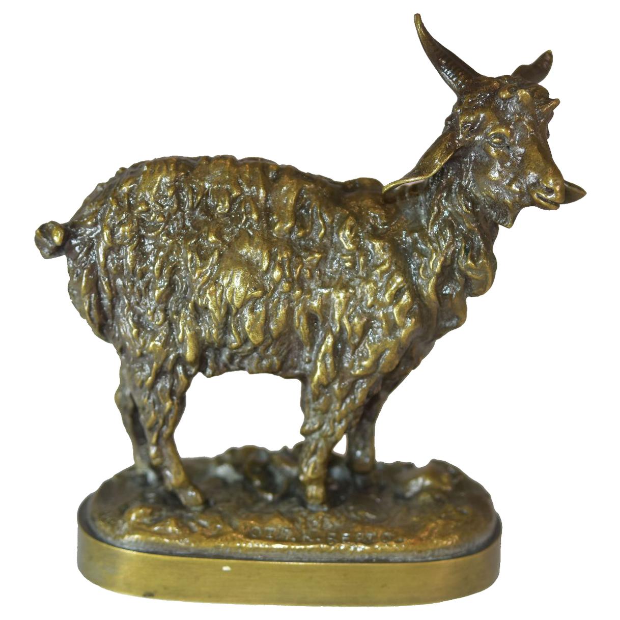 19th Century Caucasian Goat Russian Bronze Patinated For Sale