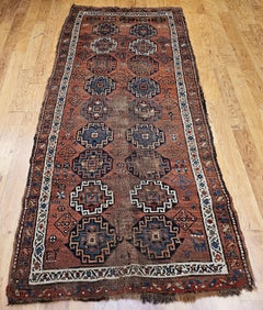Antique Caucasian Kazak Rug with Medallions and Hidden Animal Motifs in Rust