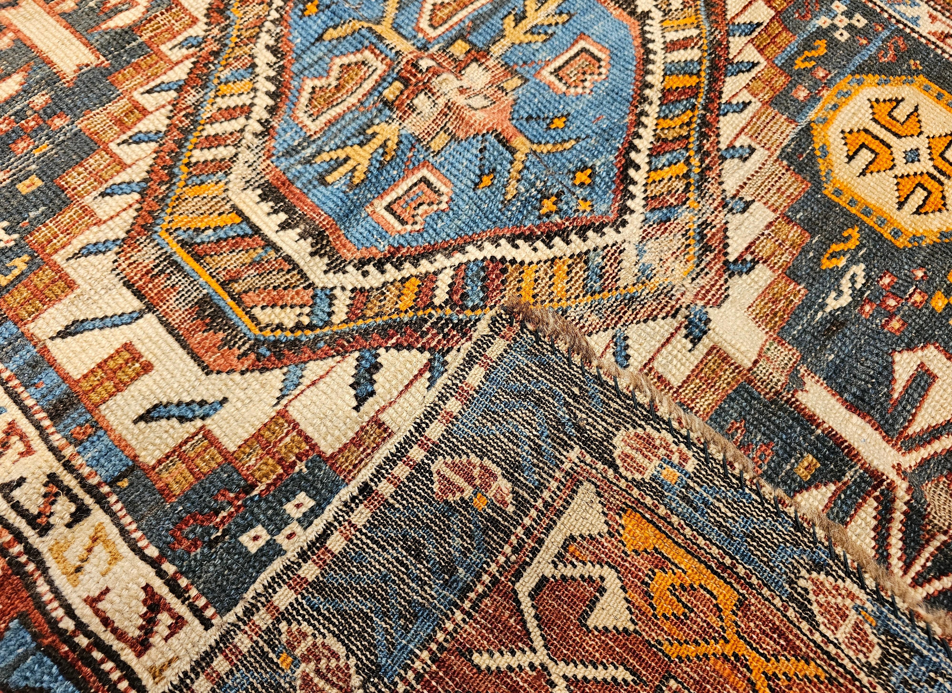 Tapis du Kazak caucasien du 19ème siècle en vente 4