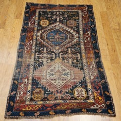 Antique Hand-Knotted Caucasian Kazak Area Rug, Late 19th Century