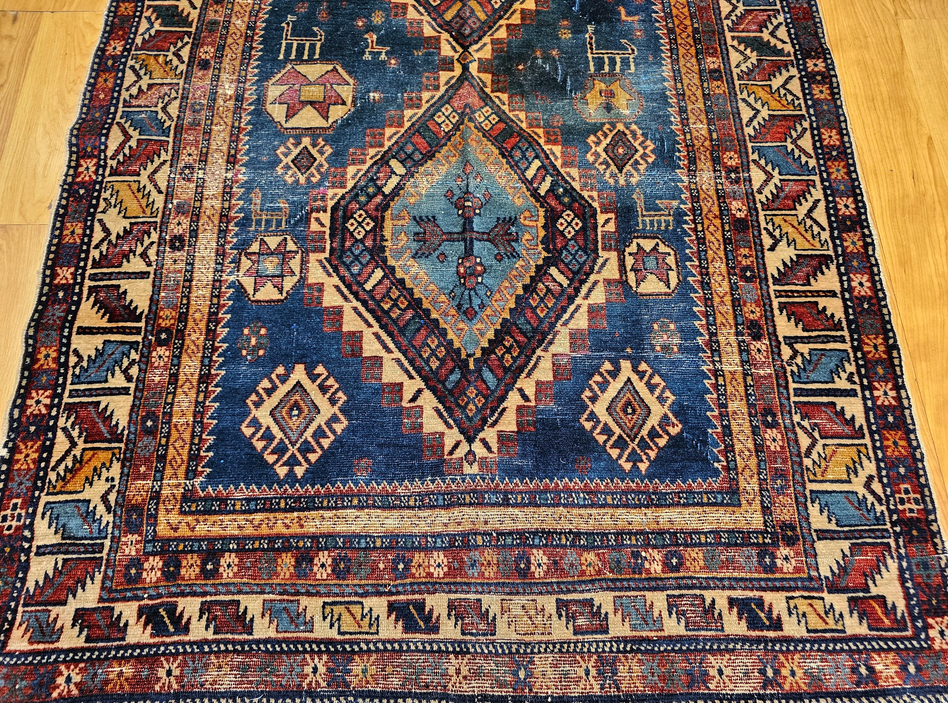 Tapis du Kazak caucasien du 19ème siècle Bon état - En vente à Barrington, IL