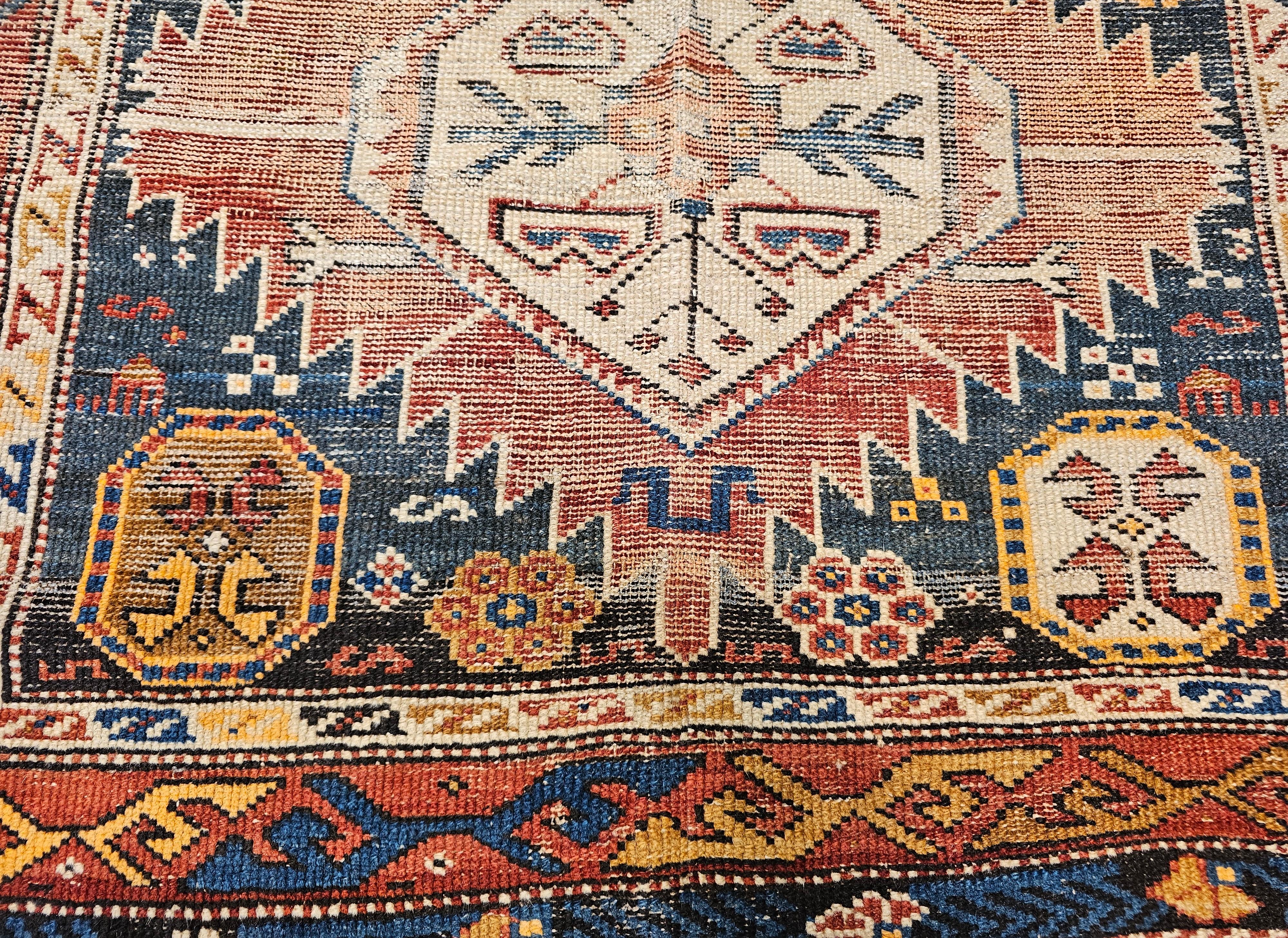Tapis du Kazak caucasien du 19ème siècle en vente 2