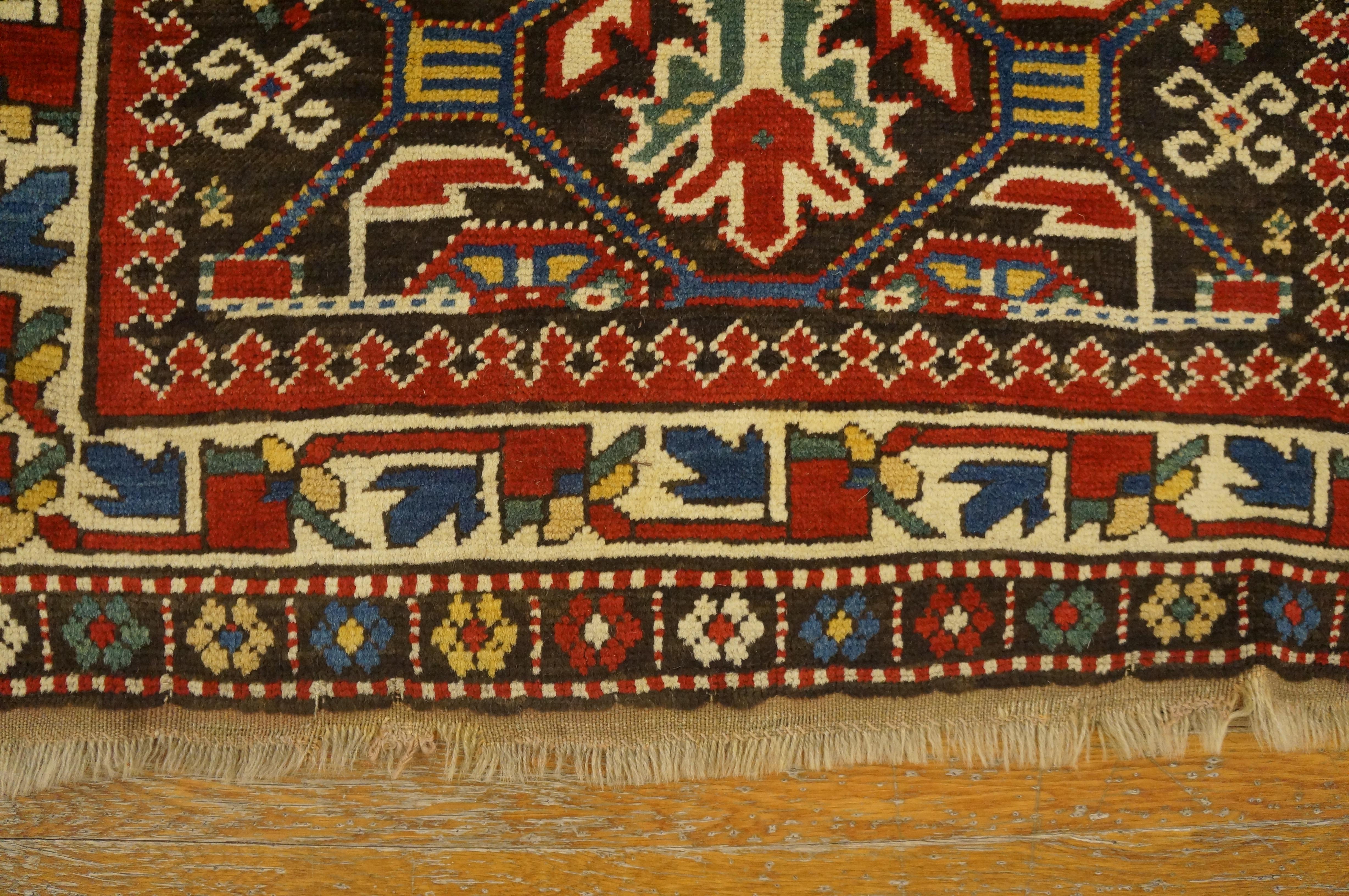Kaukasischer Kazak-Teppich aus dem 19. Jahrhundert ( 3'2