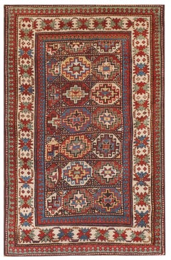 Antique 19th Century Caucasian Kazak Carpet ( 4'2" x 6'8" - 127 x 203 )