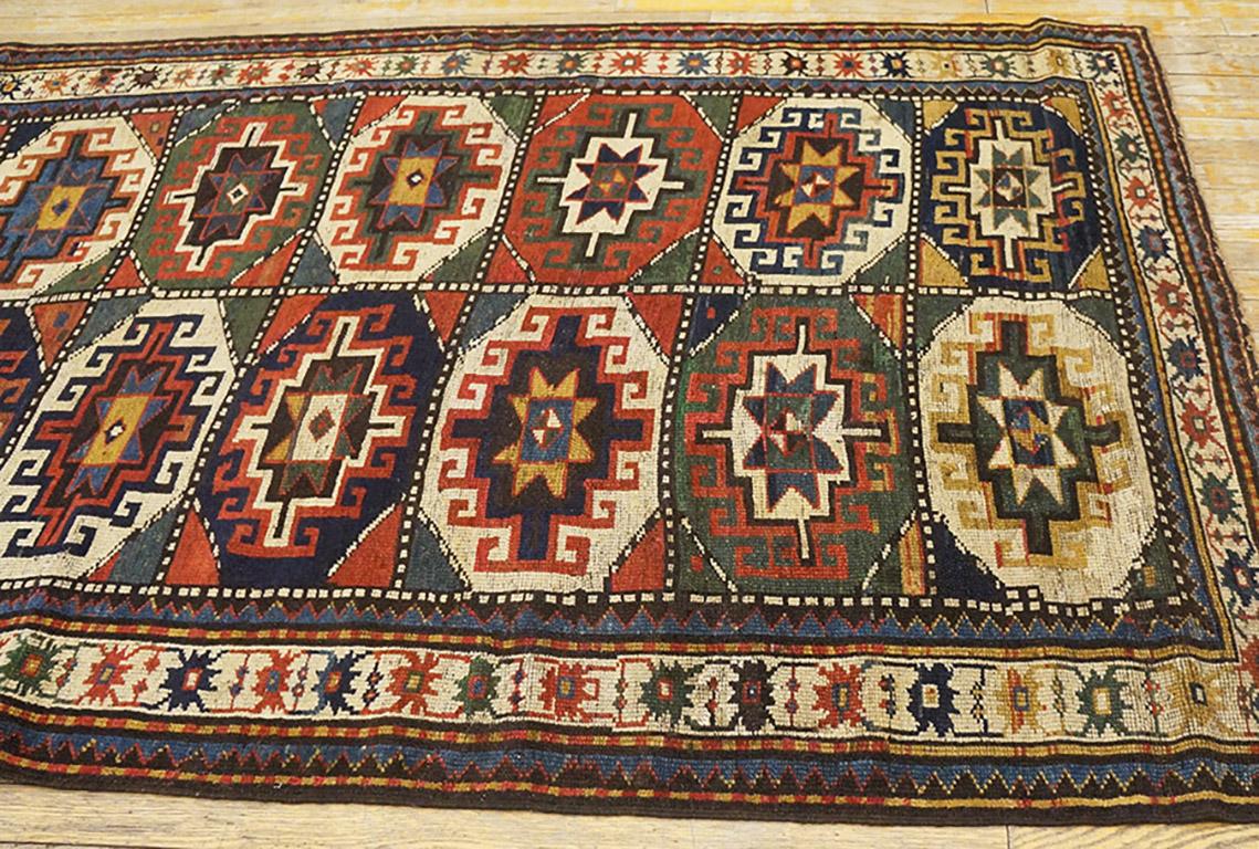 Tapis caucasien Kazak du 19ème siècle ( 4'6
