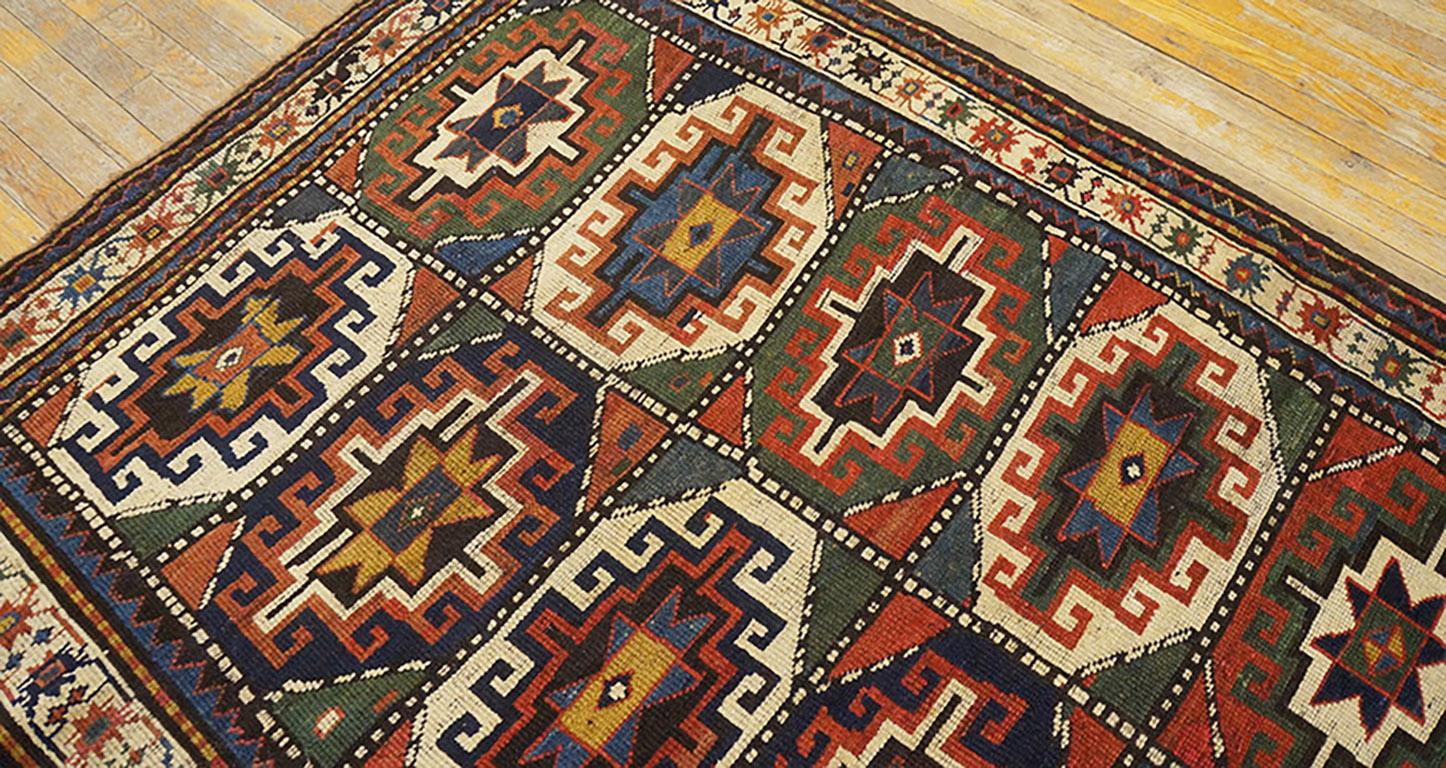 Tapis caucasien Kazak du 19ème siècle ( 4'6