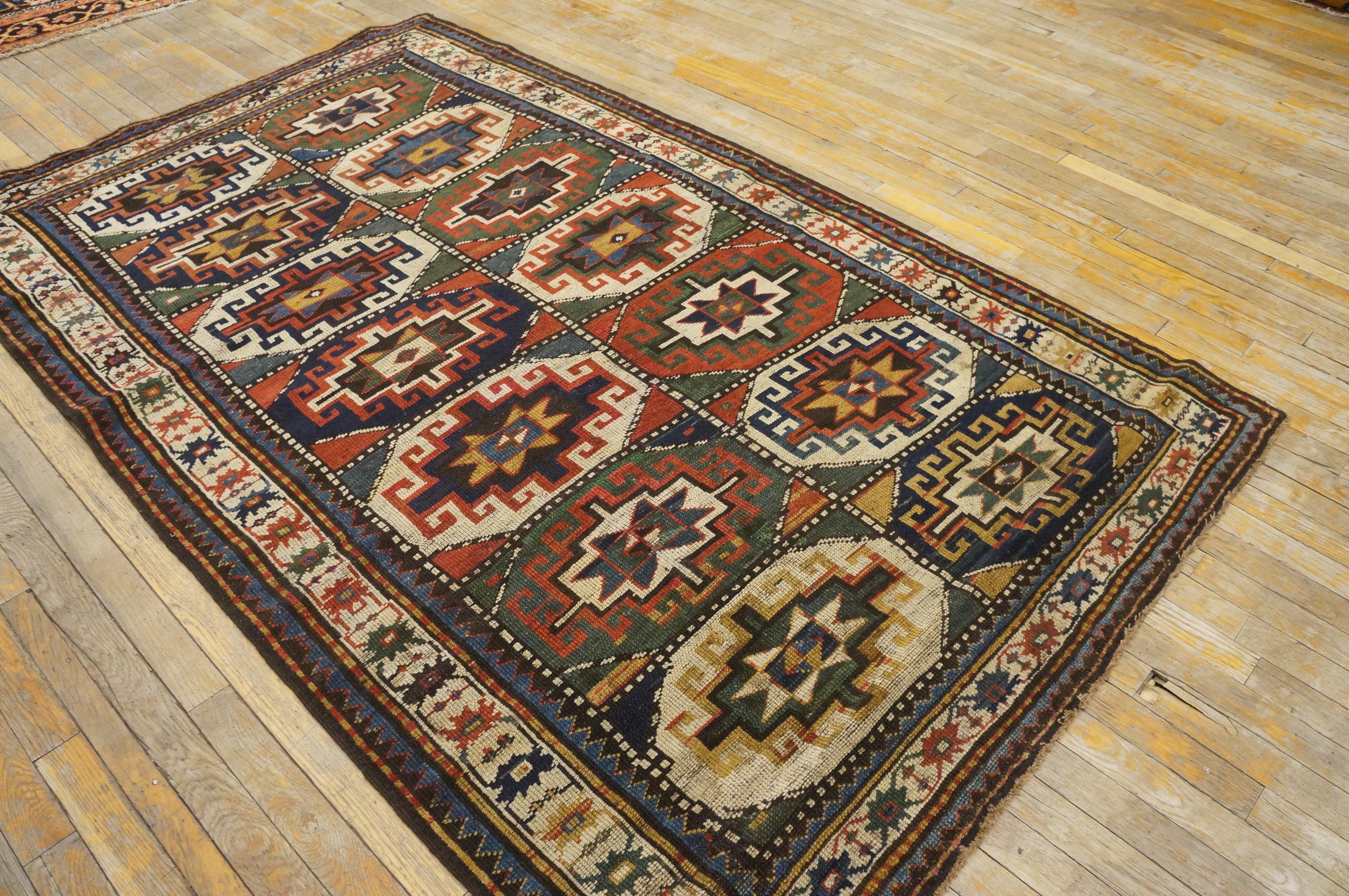 19th Century Caucasian Kazak Carpet ( 4'6