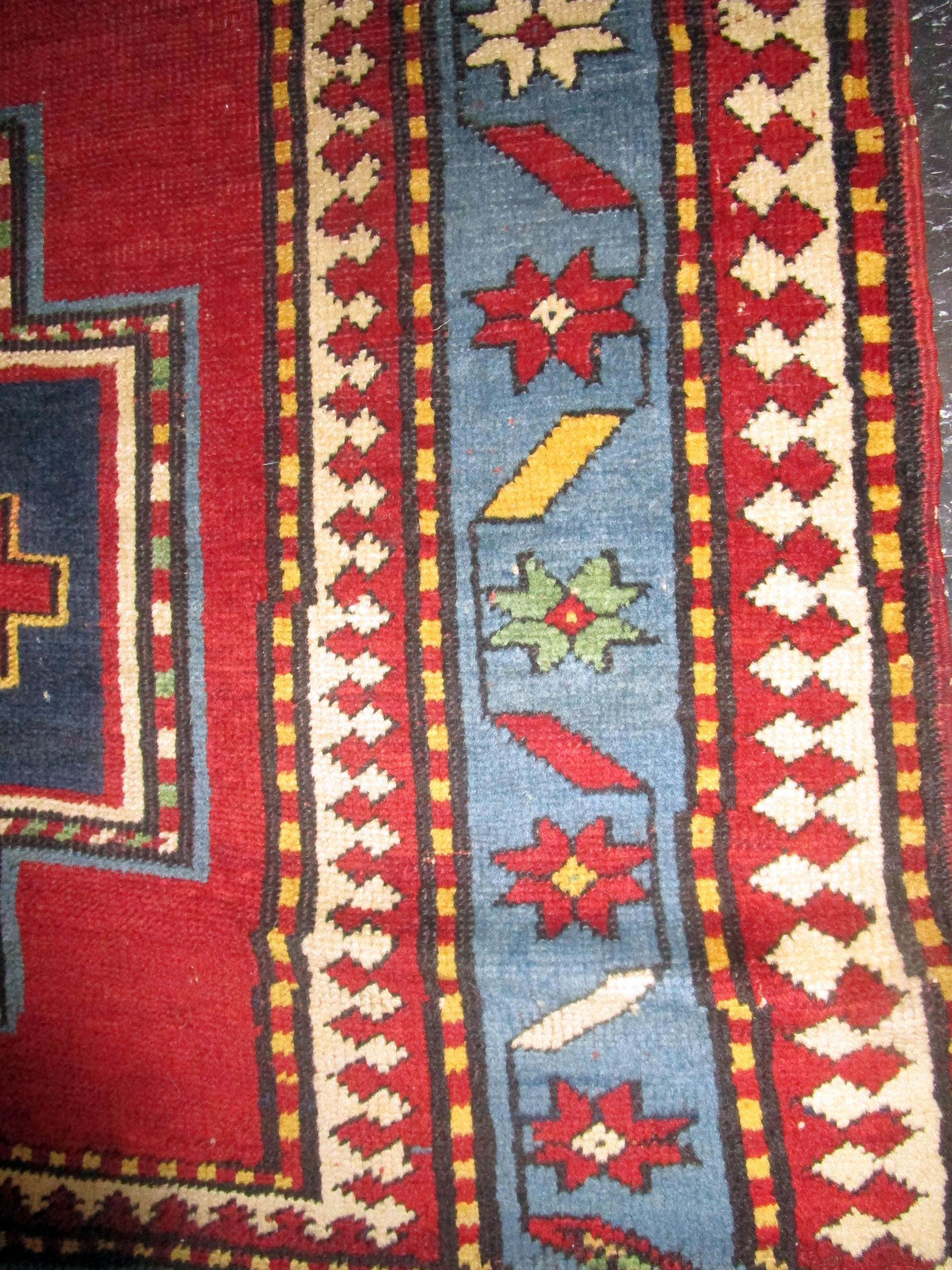 Kaukasischer Kazak-Teppich aus dem 19. (Handgeknüpft) im Angebot
