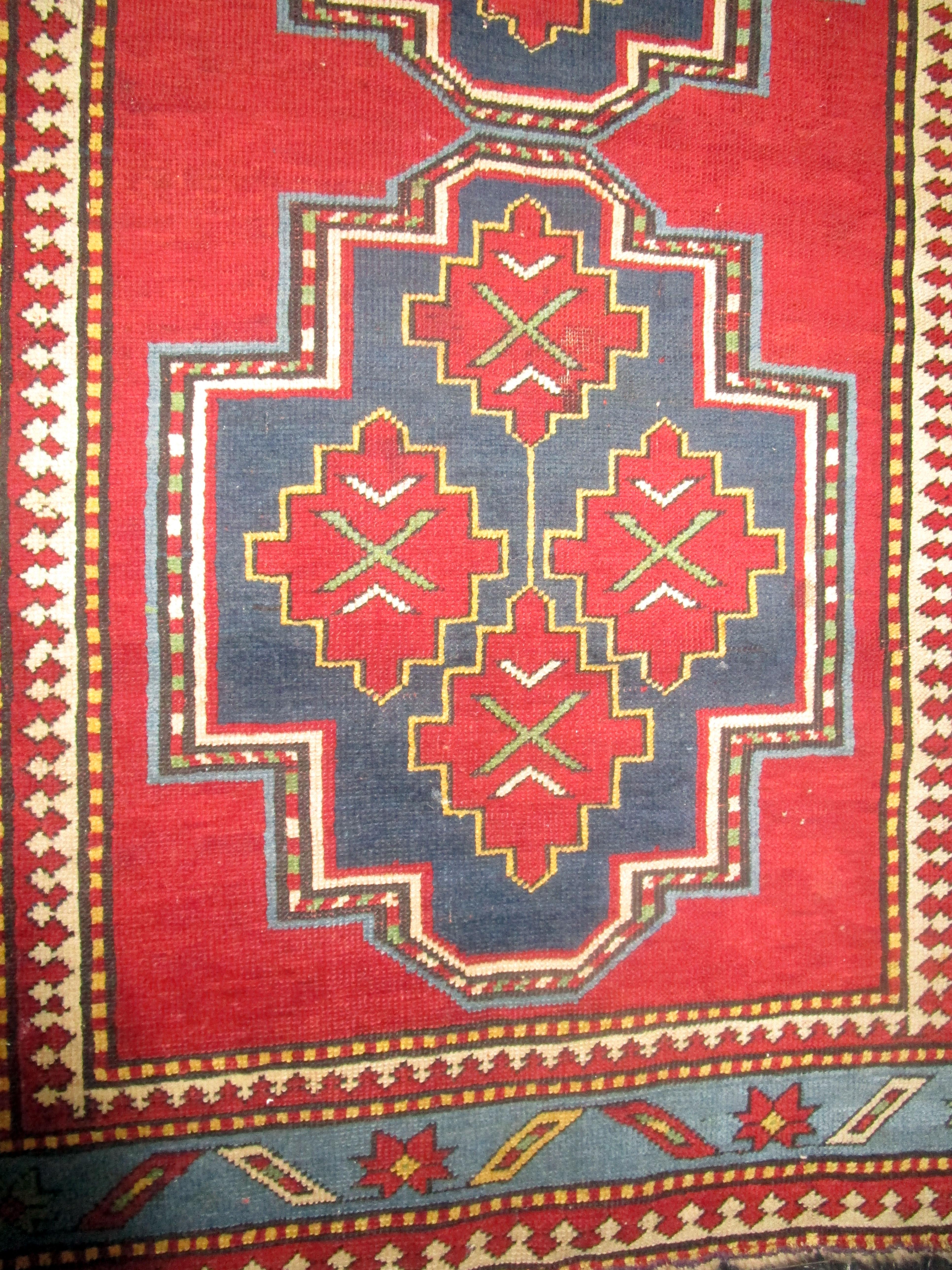 Wool 19th Century Caucasian Kazak Rug For Sale