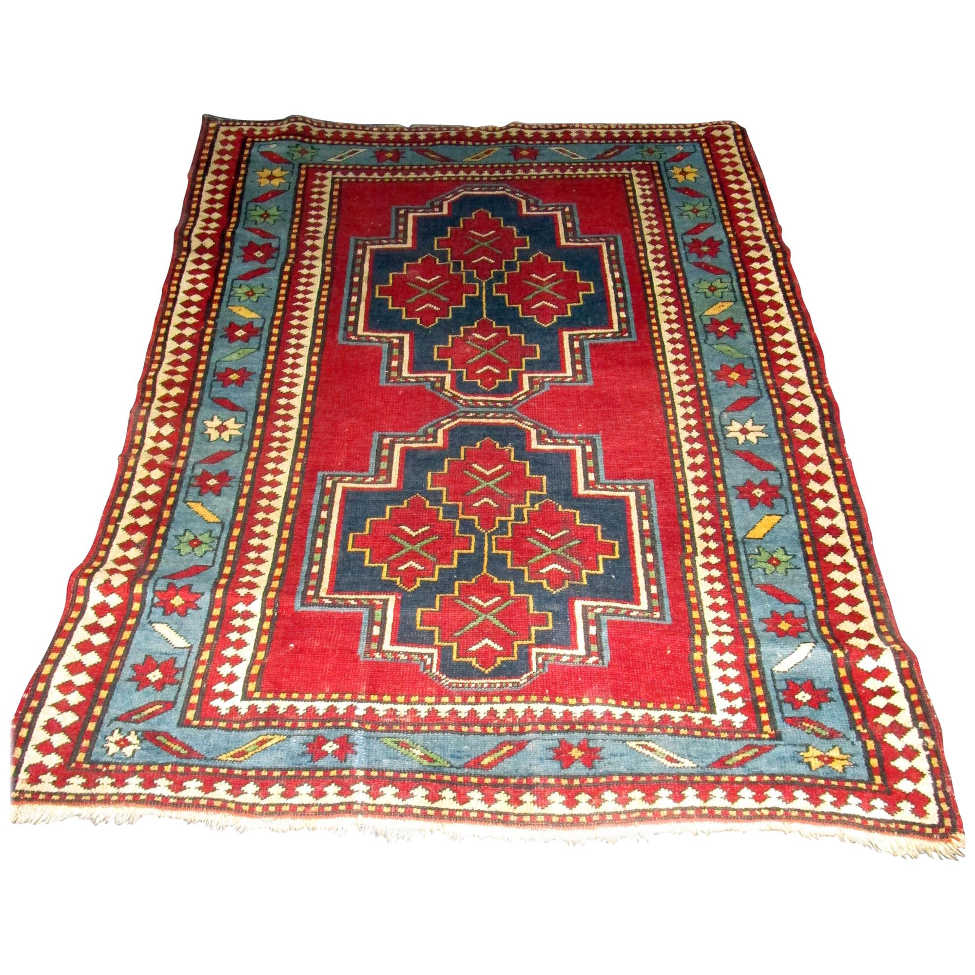19th Century Caucasian Kazak Rug For Sale