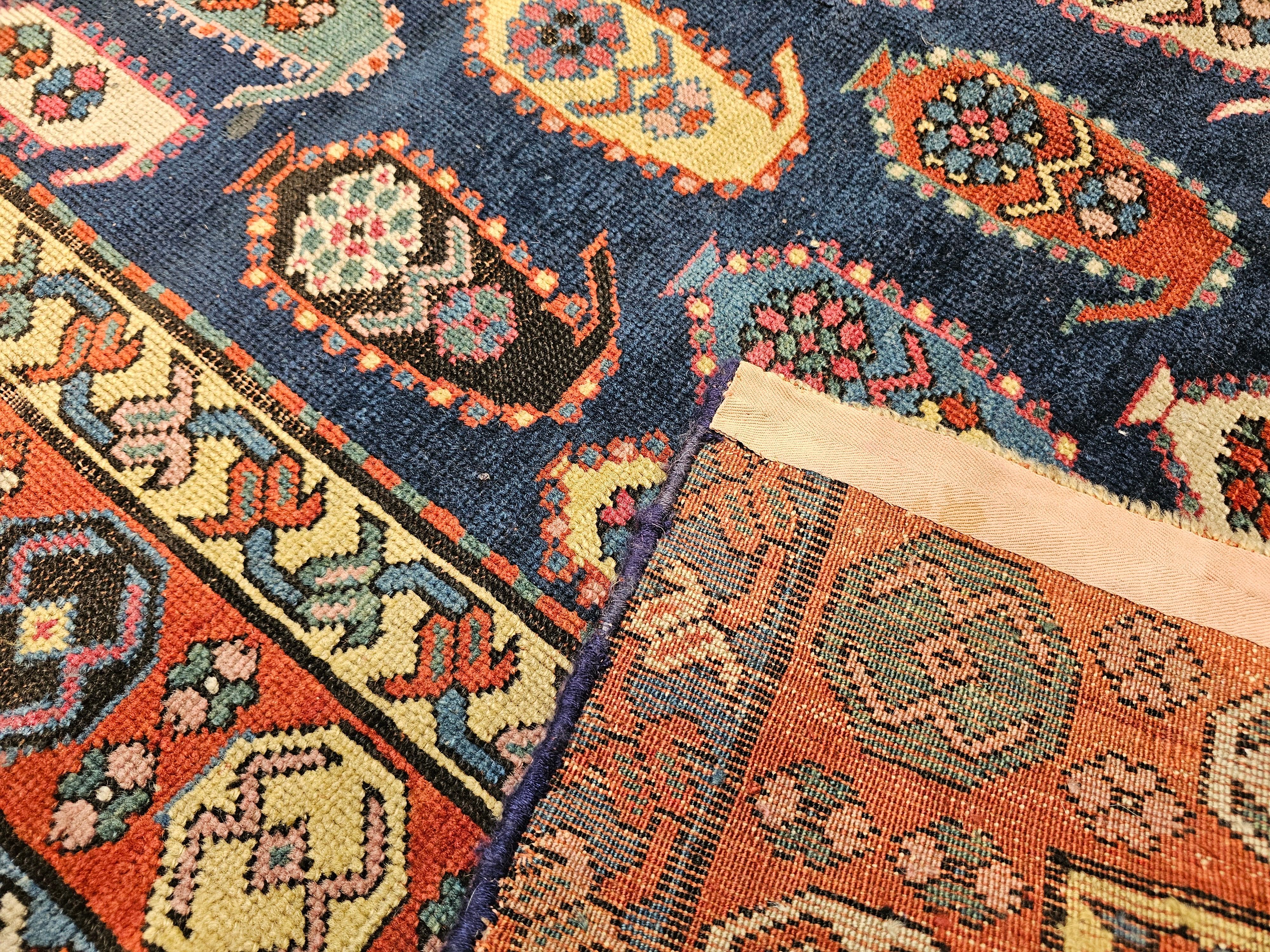 Kaukasischer Kazak-Teppich aus dem 19. Jahrhundert mit Allover-Paisleymuster in Blau und Burgunderrot im Angebot 3