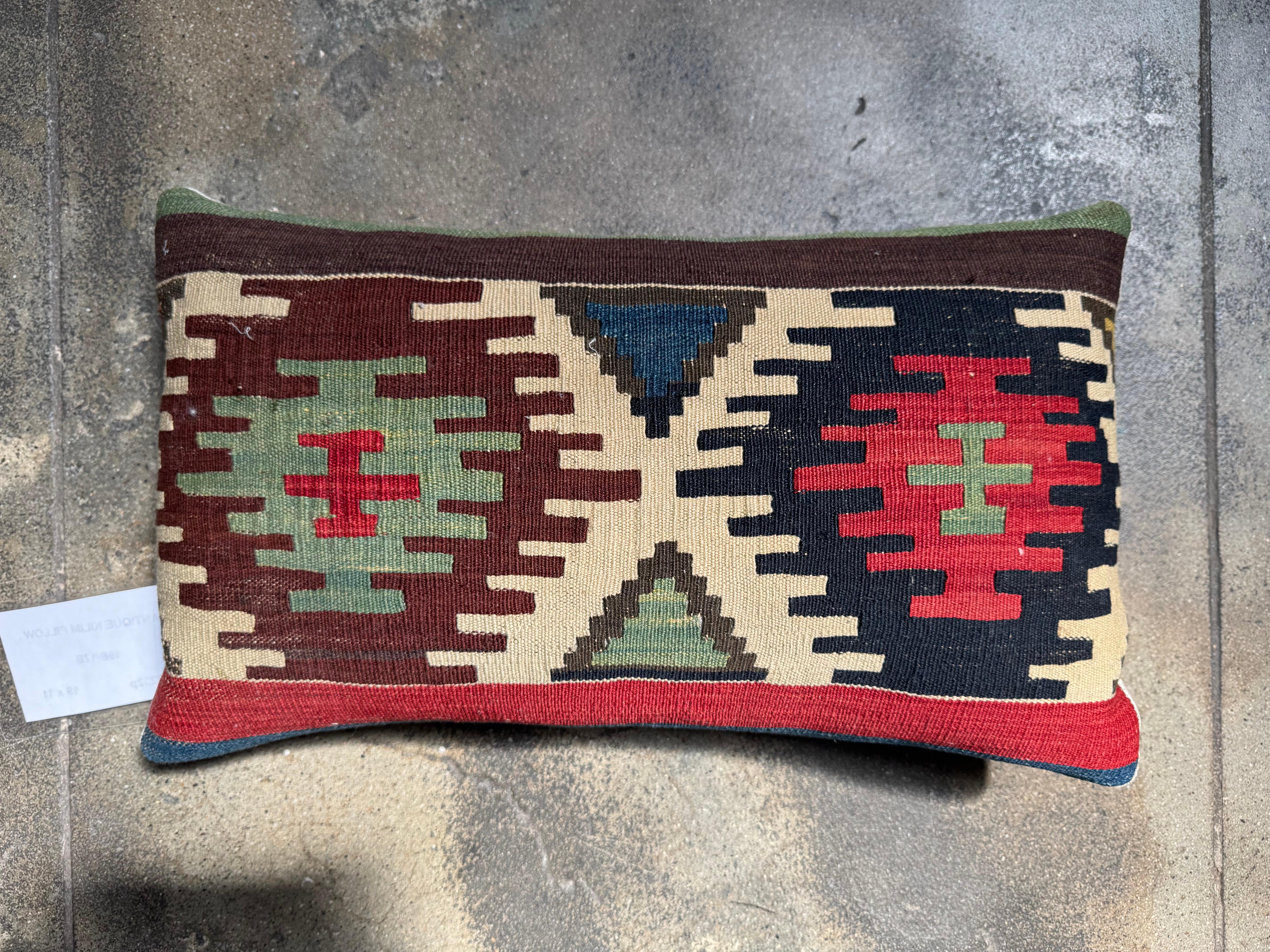 Azero Cuscino d'accostamento Kilim del XIX secolo - 15