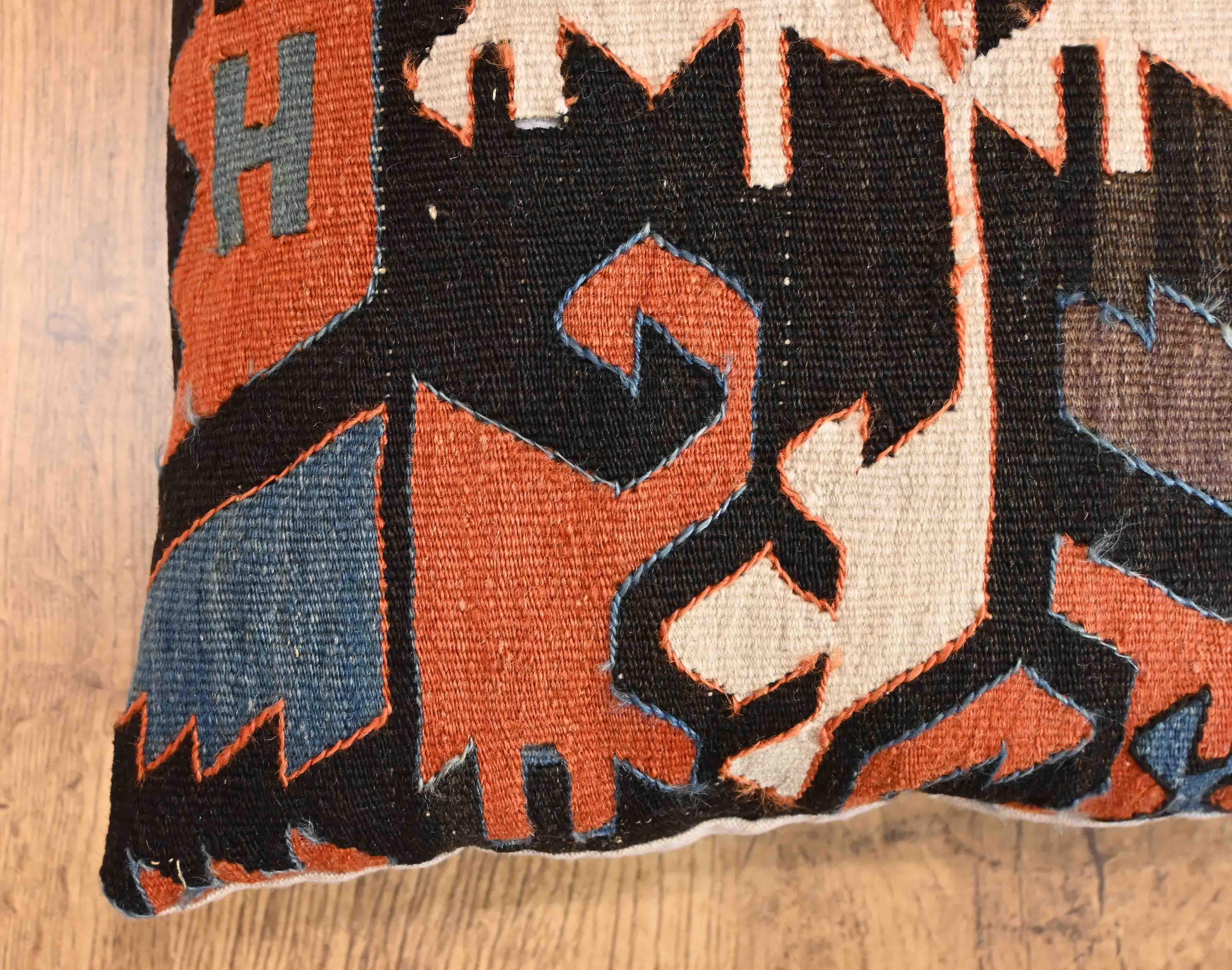 Tribal 19th century Caucasian kilim cushion - N° 1290 For Sale