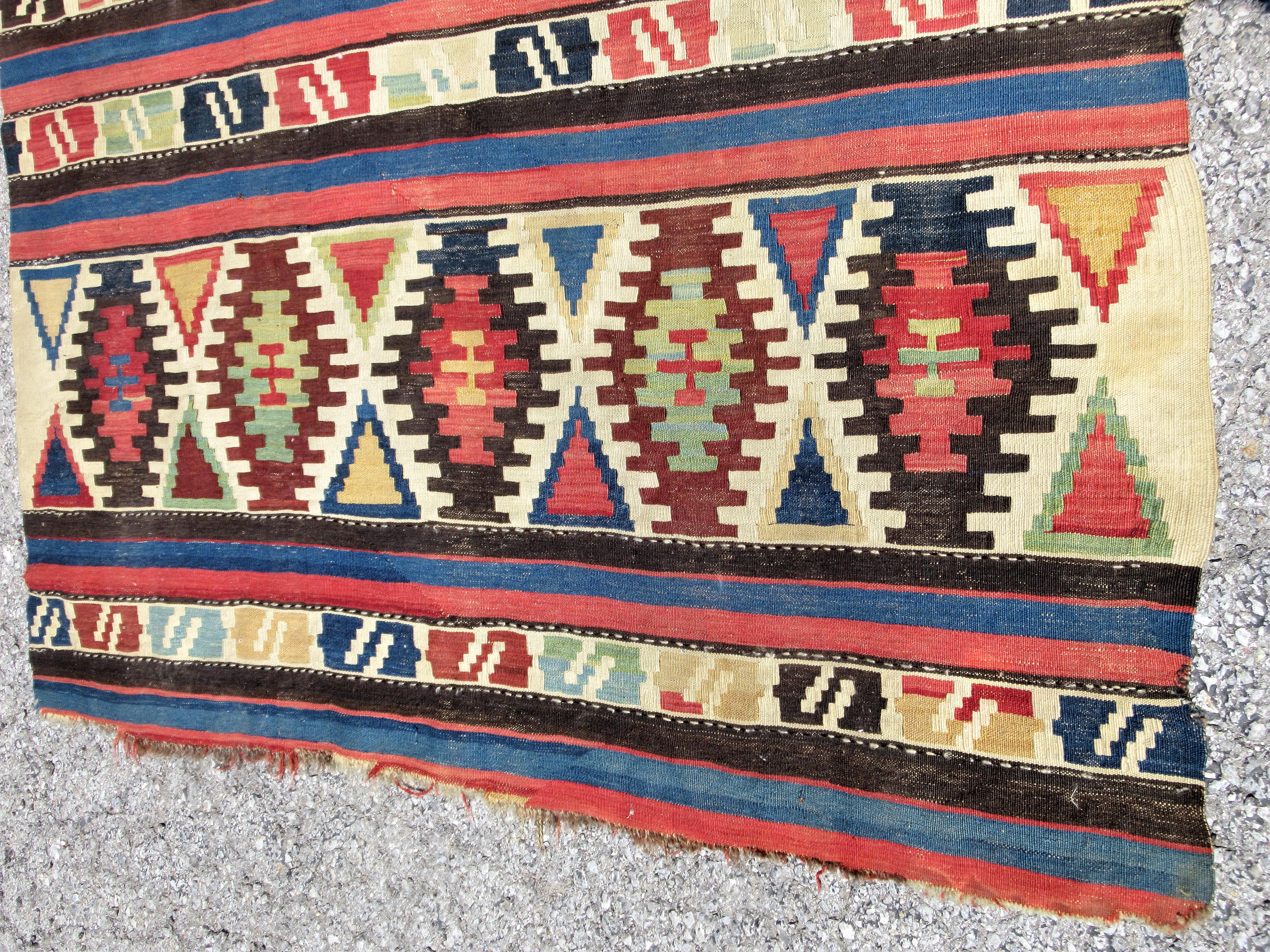 19th Century Caucasian Kilim Oriental Carpet 1