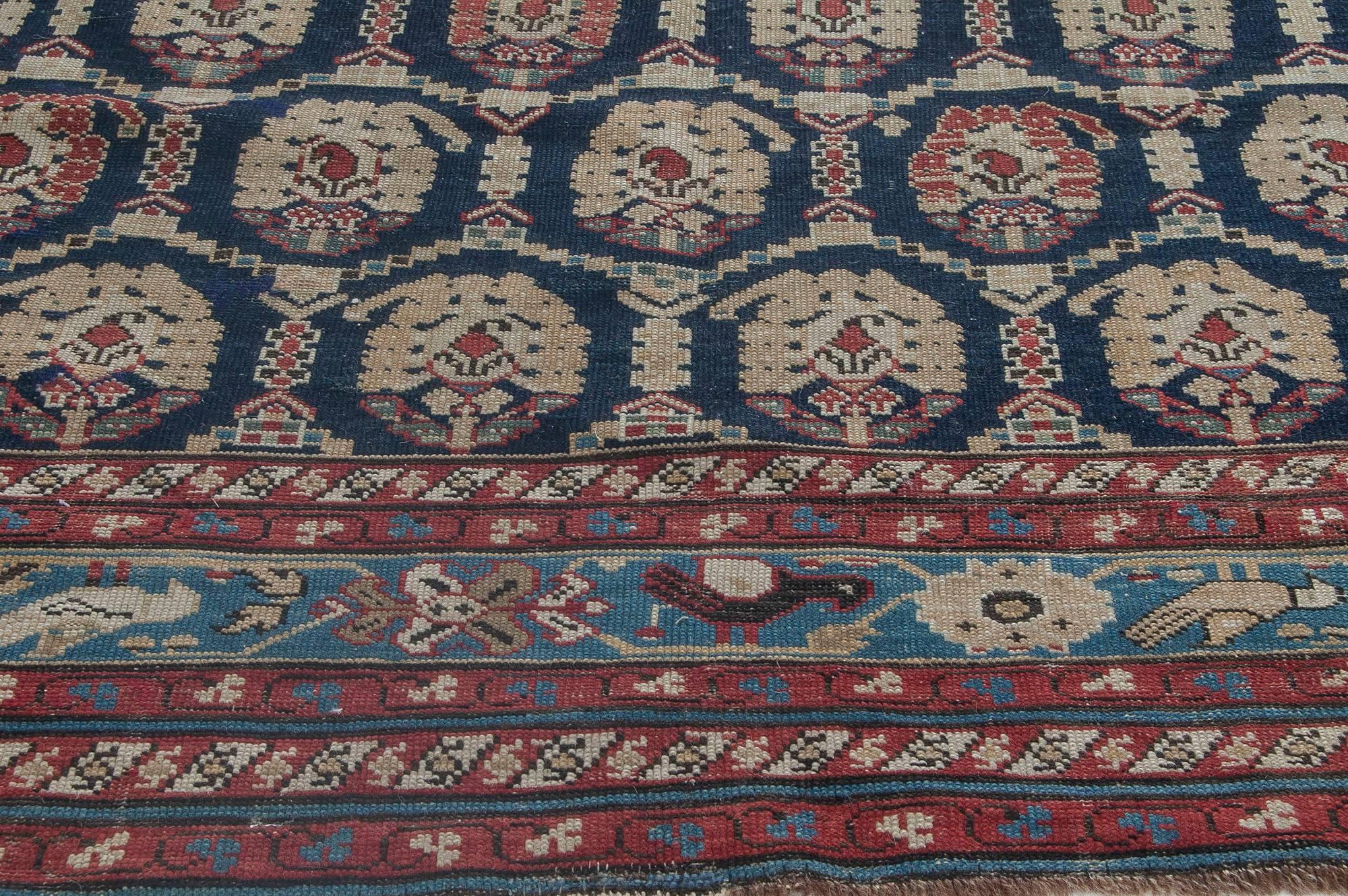 19th Century Caucasian Wool Rug In Good Condition For Sale In New York, NY