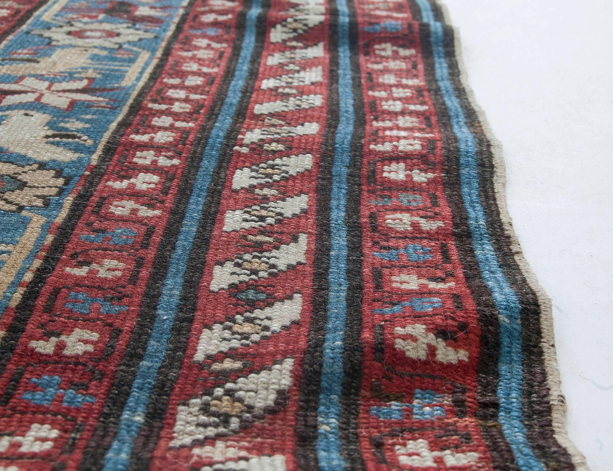 19th Century Caucasian Wool Rug For Sale 2