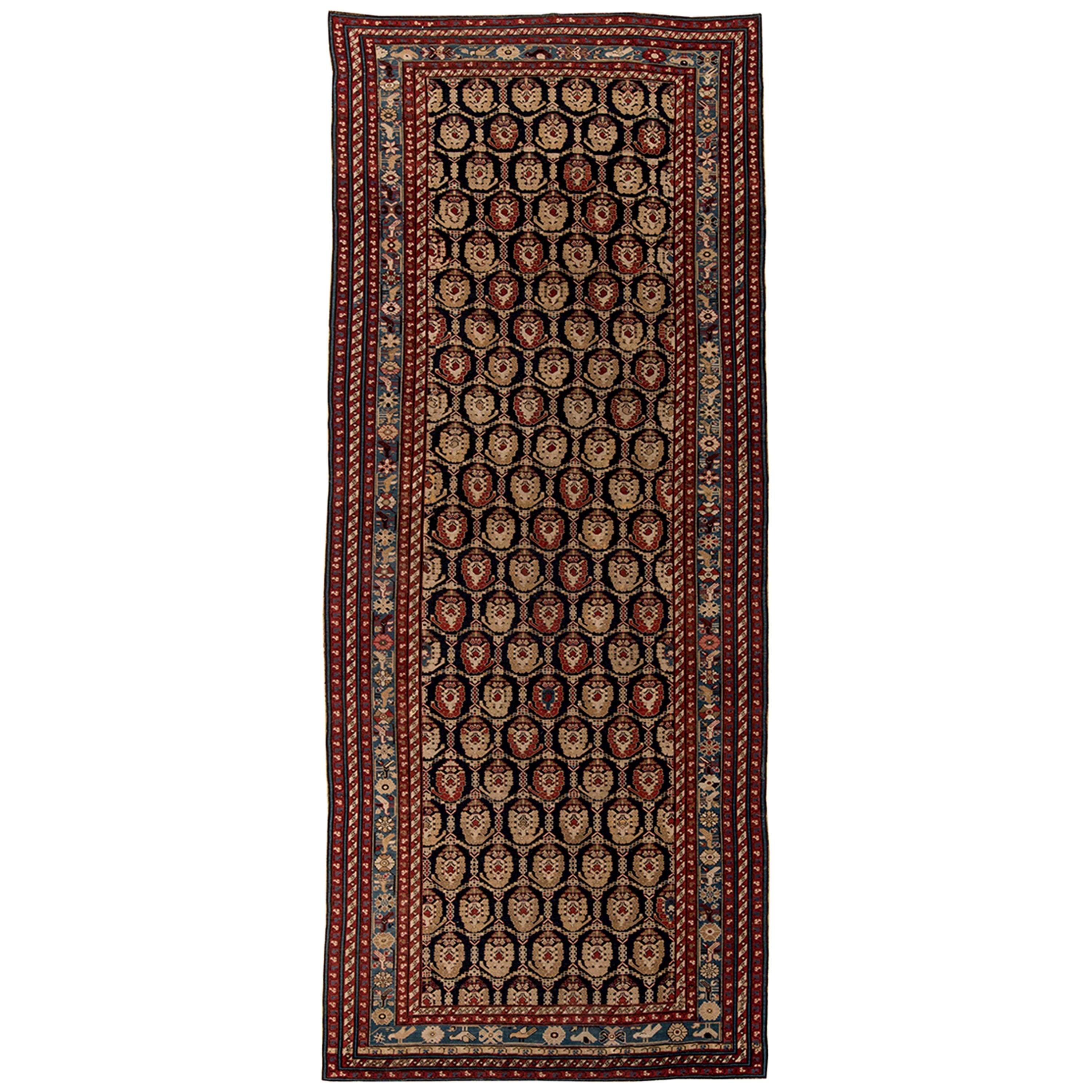 19th Century Caucasian Wool Rug For Sale