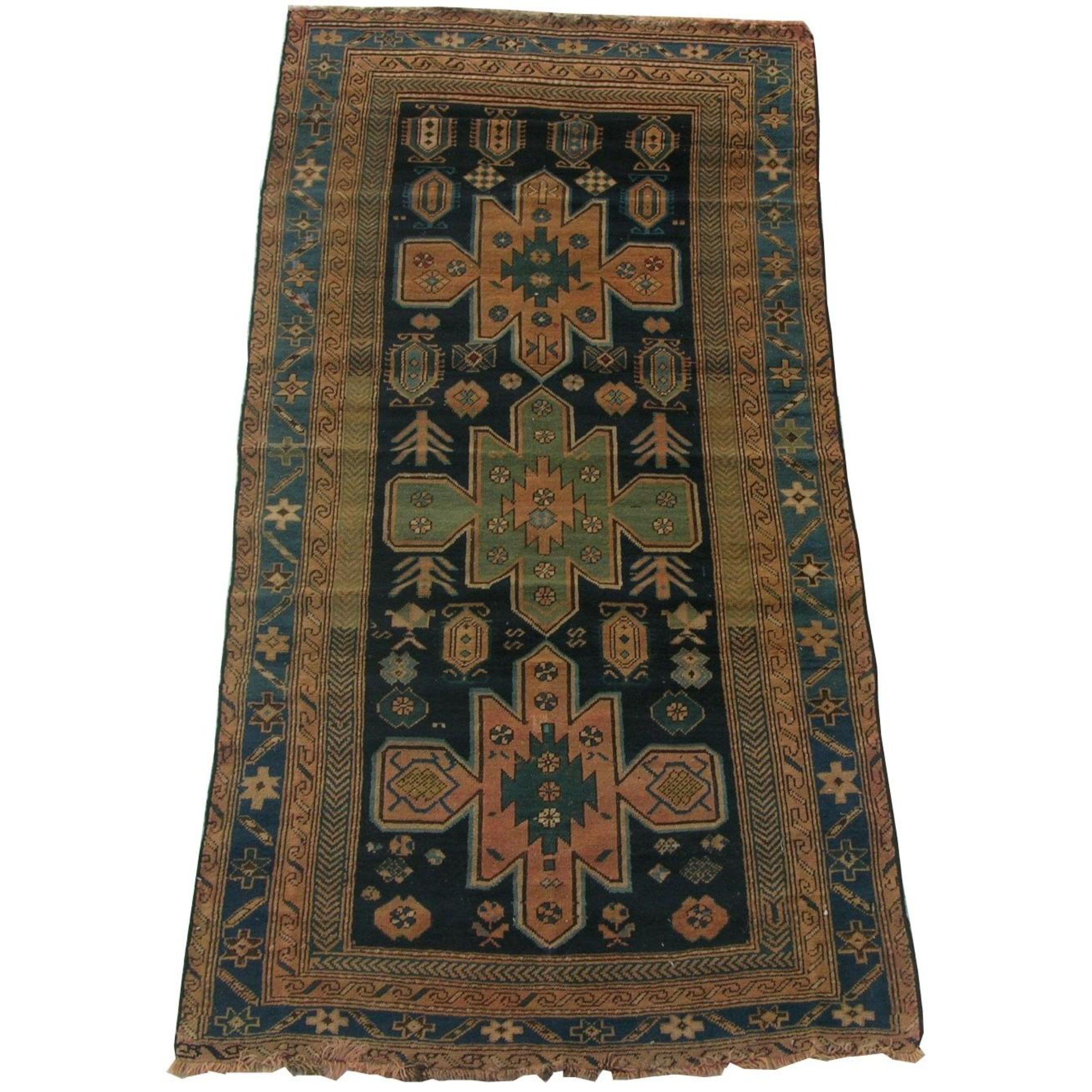 19th Century Caucasian Rug In Good Condition For Sale In Los Angeles, US