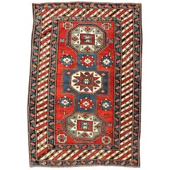 Antique 19th Century Caucasian Rug Geometric Kazak Design, circa 1875-1900